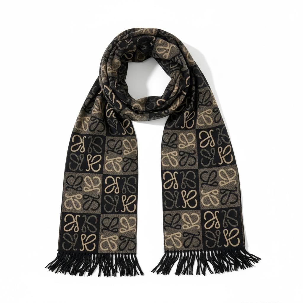 🖤 Loewe Anagram Knit Scarf Black and Beige