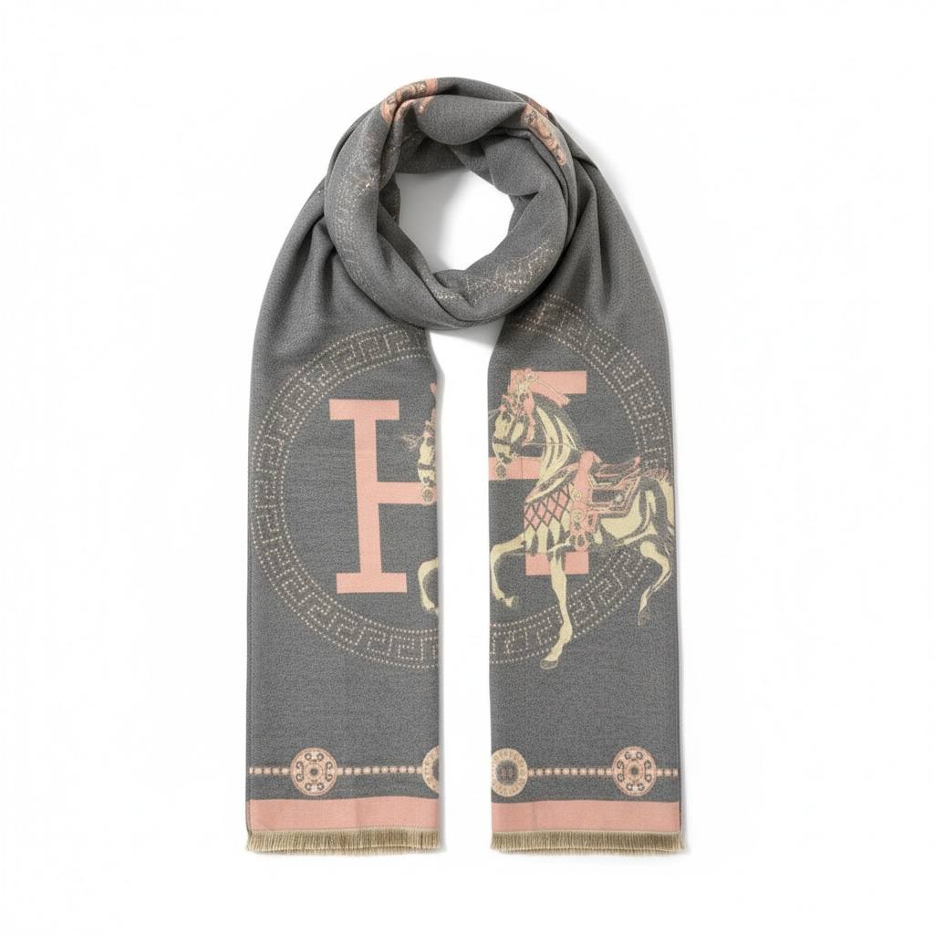 đ¤ Hermès Horse Icon Winter Scarf Grey