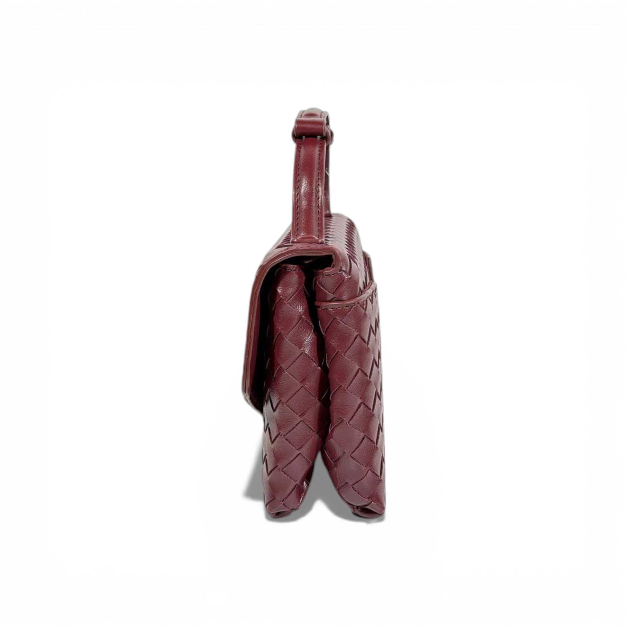 👜 Bottega Veneta Intrecciato Leather Top-Handle Bag – Burgundy ❤️‍🔥