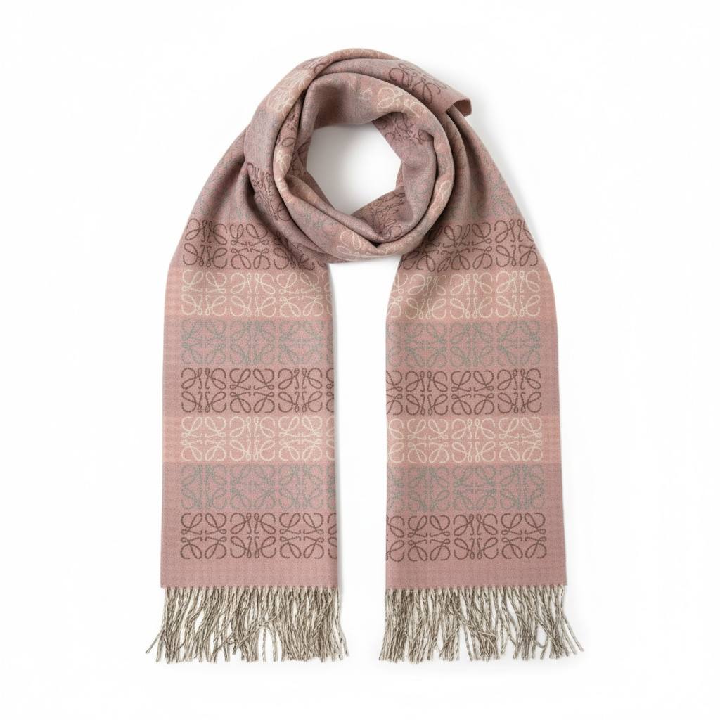 🧣 Loewe Anagram Wool & Cashmere Scarf – Blush Pink 🌸