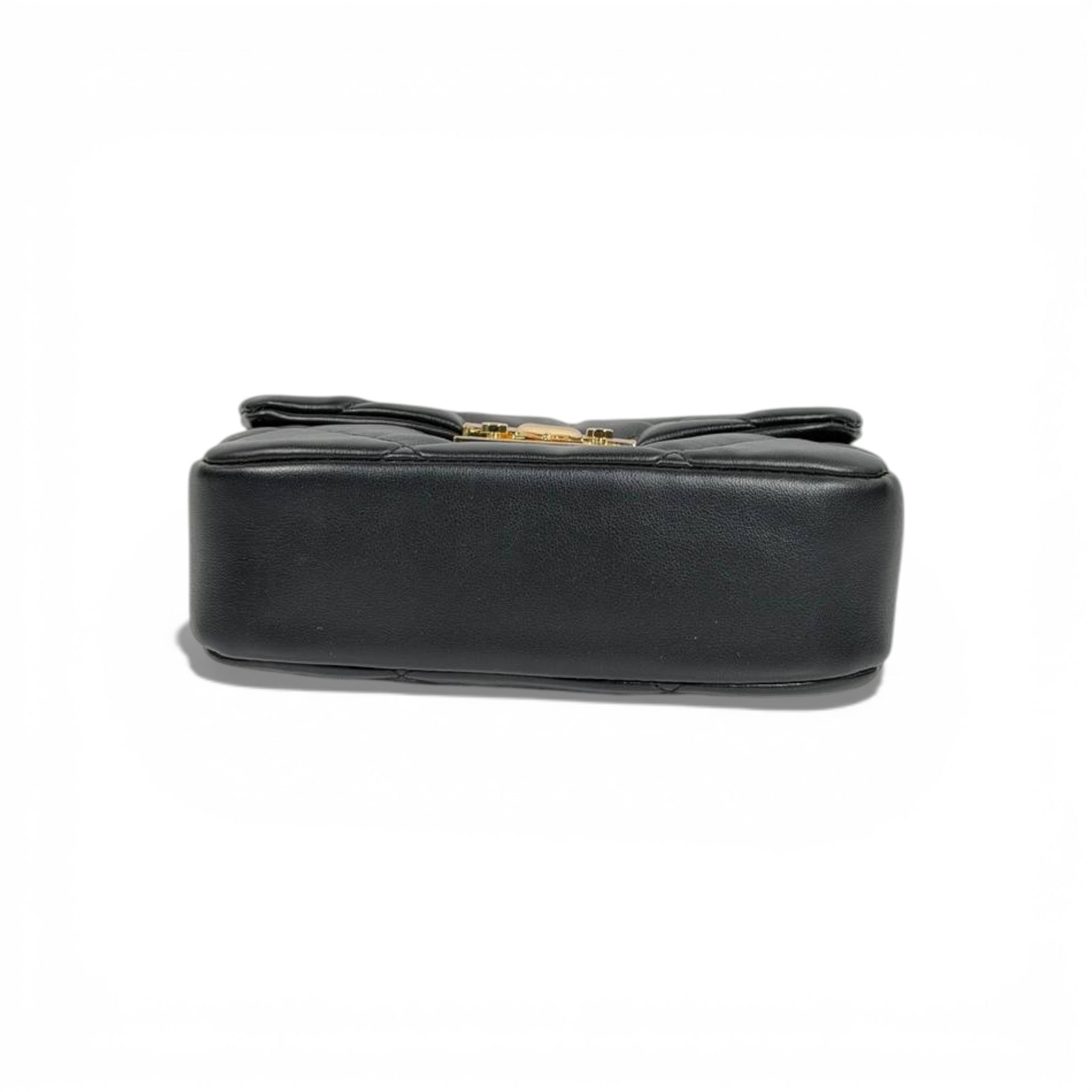 Charles & Keith Quilted Mini Top Handle Bag Black Gold Hardware