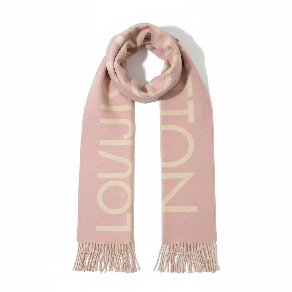 Louis Vuitton Monogram Scarf Brown Cashmere Blend