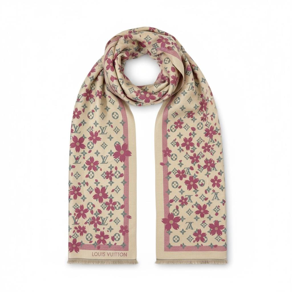 Louis Vuitton Floral Monogram 2-in-1 Double Face Scarf – Luxury Winter Essential