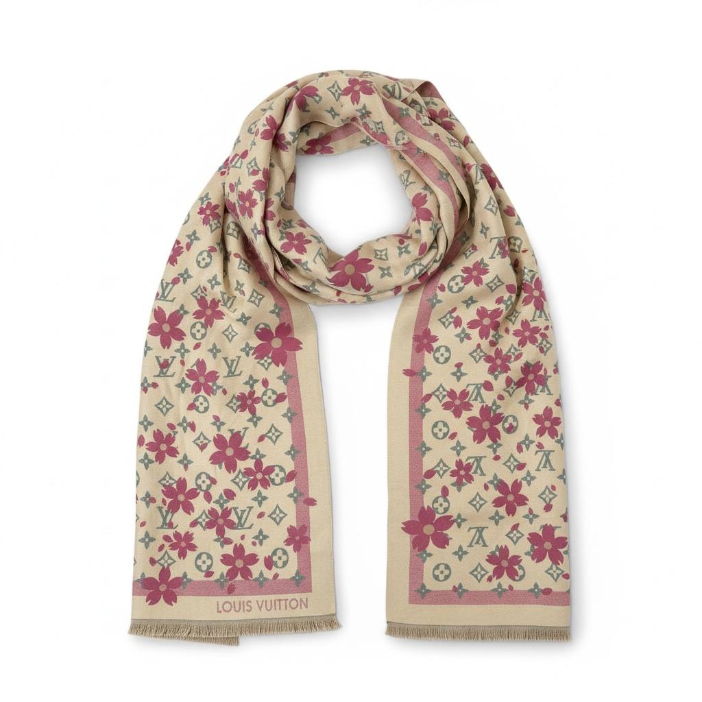 Louis Vuitton Floral Monogram 2-in-1 Double Face Scarf – Luxury Winter Essential