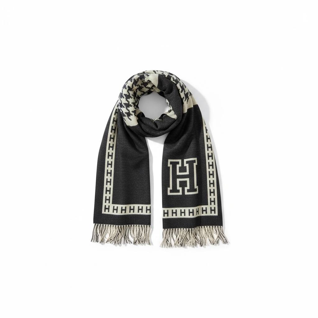 🖤 Hermès H-Pattern Cashmere Scarf | Iconic Luxury Winter Shawl ✨🧣