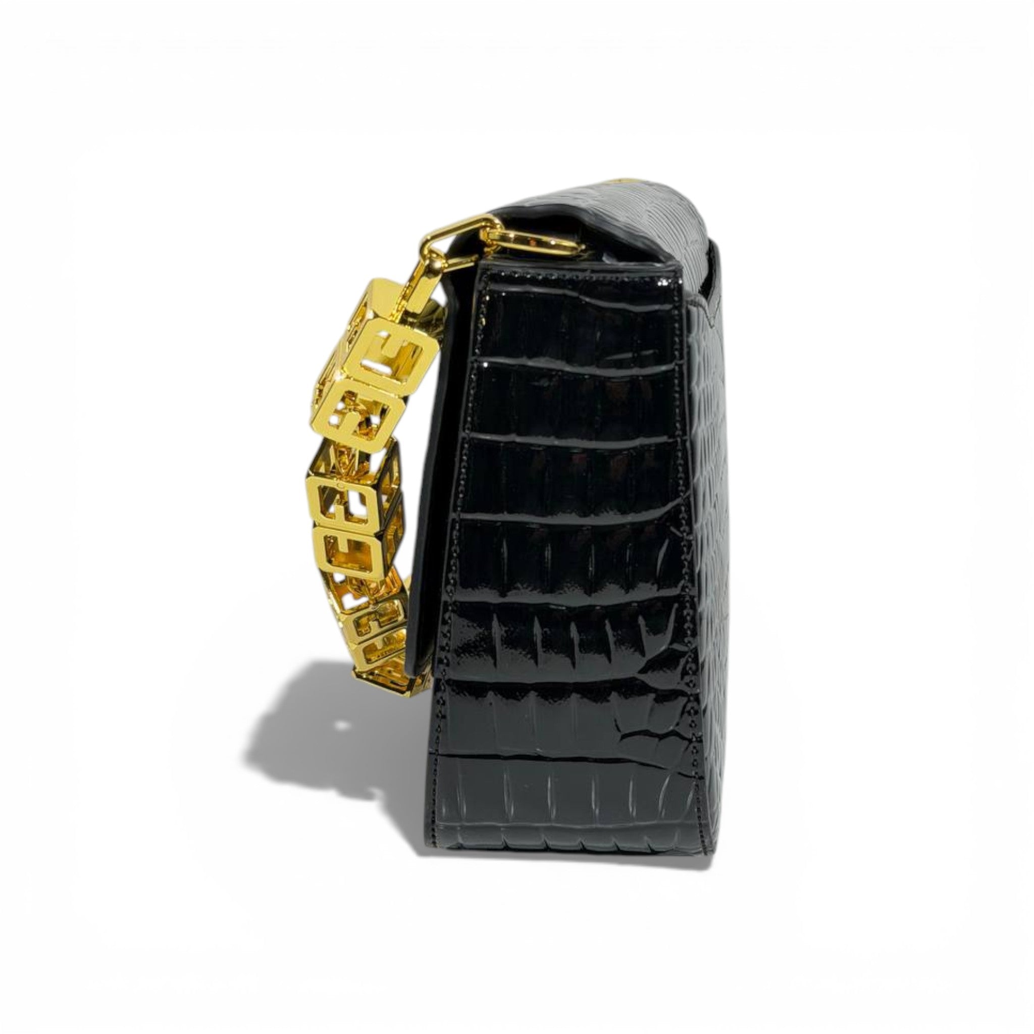 🖤 Givenchy Croc-Embossed Black Bag | Gold Chain Luxury Shoulder Bag ✨👜