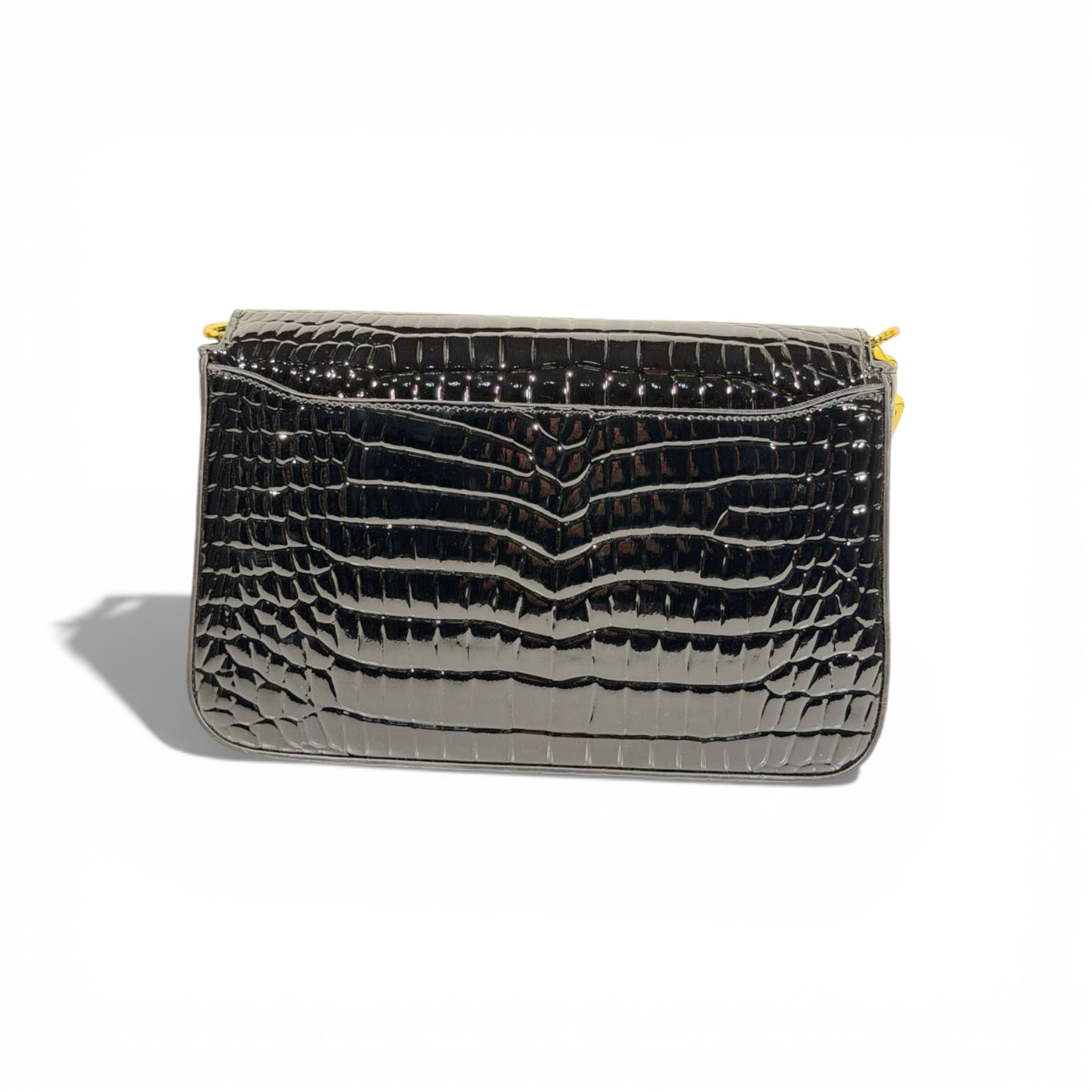 🖤 Givenchy Croc-Embossed Black Bag | Gold Chain Luxury Shoulder Bag ✨👜