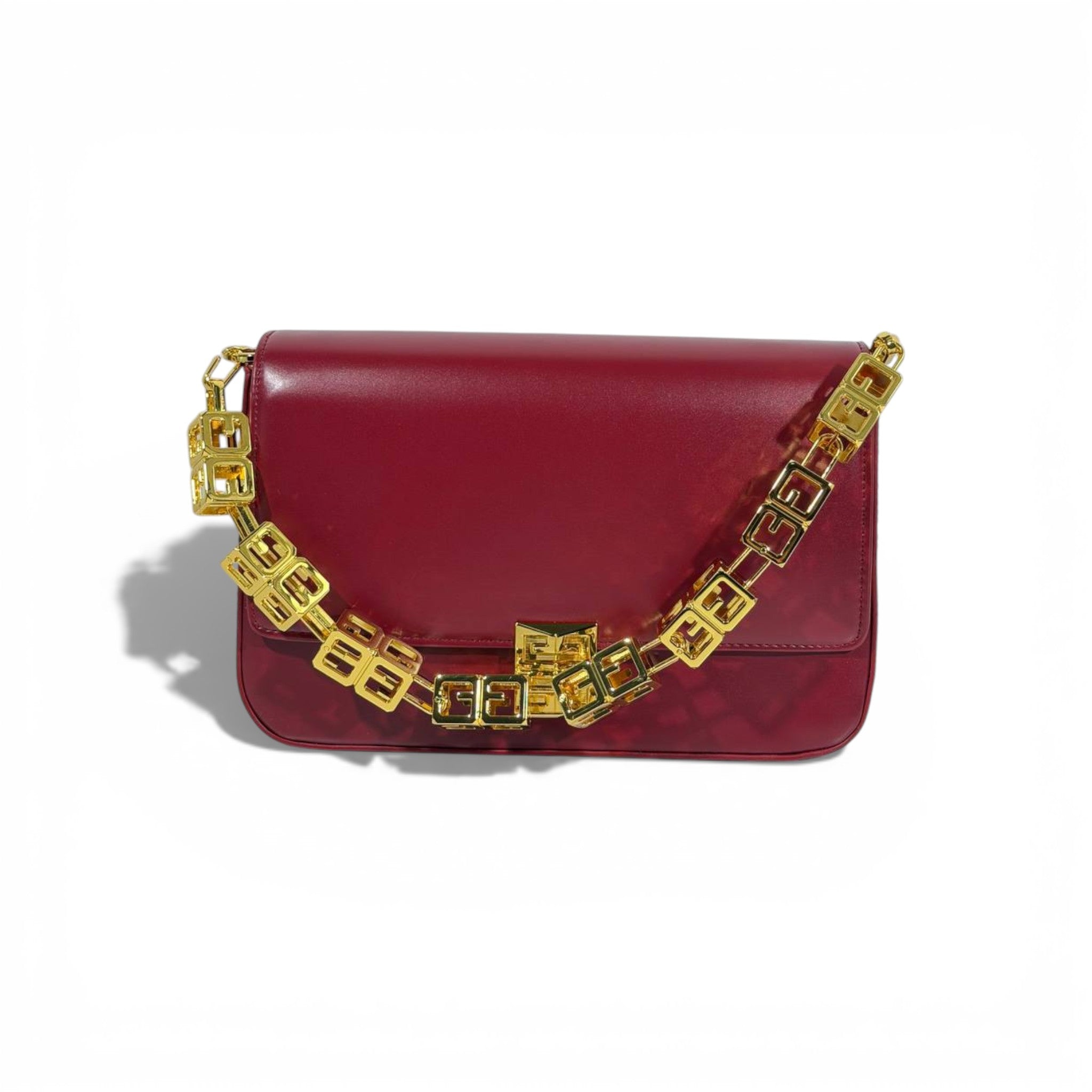 Givenchy Burgundy Leather Shoulder Bag | Gold Chain Luxury Handbag ❤️✨