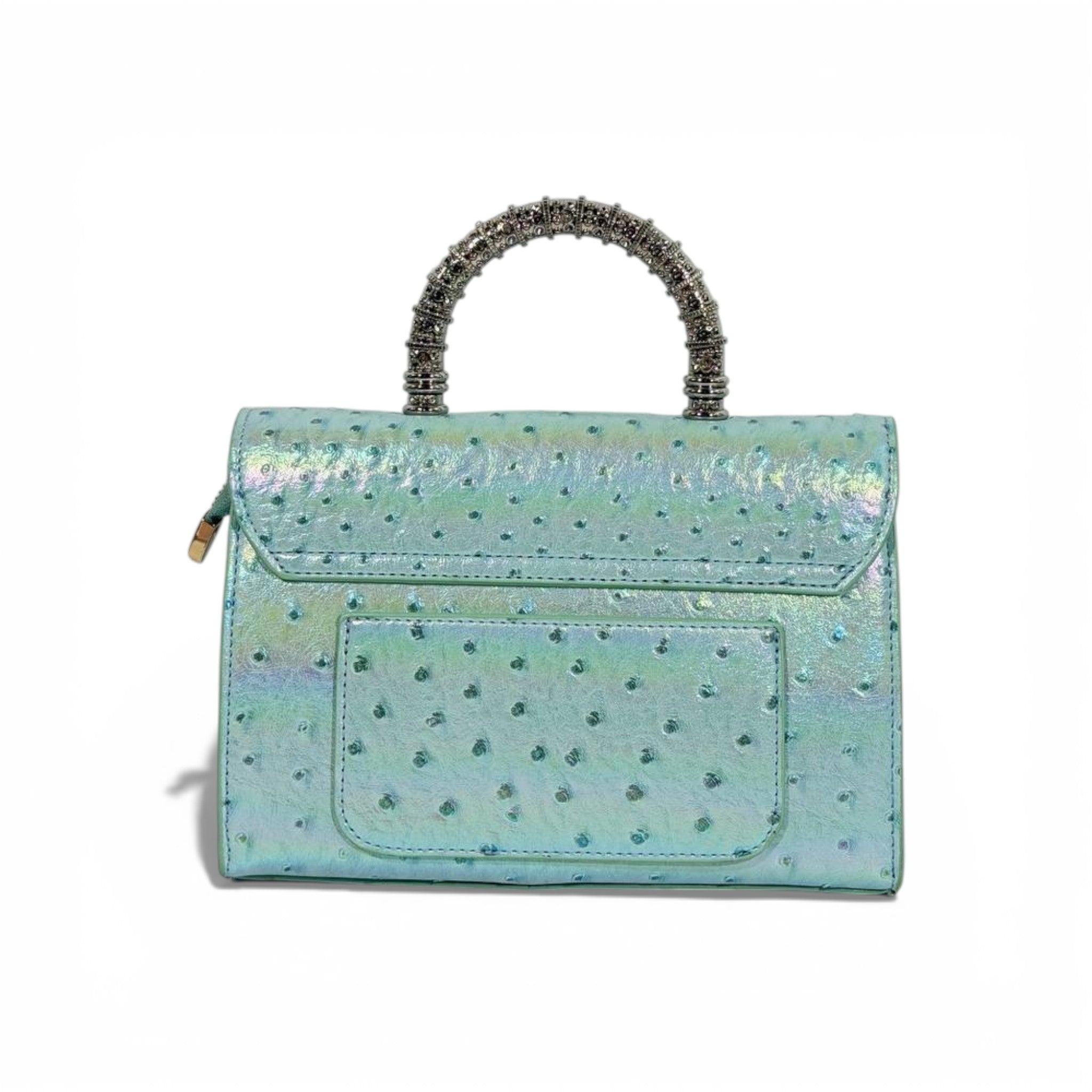 Iridescent Green Top Handle Mini Bag | Crystal Handle Luxury Handbag ✨👜