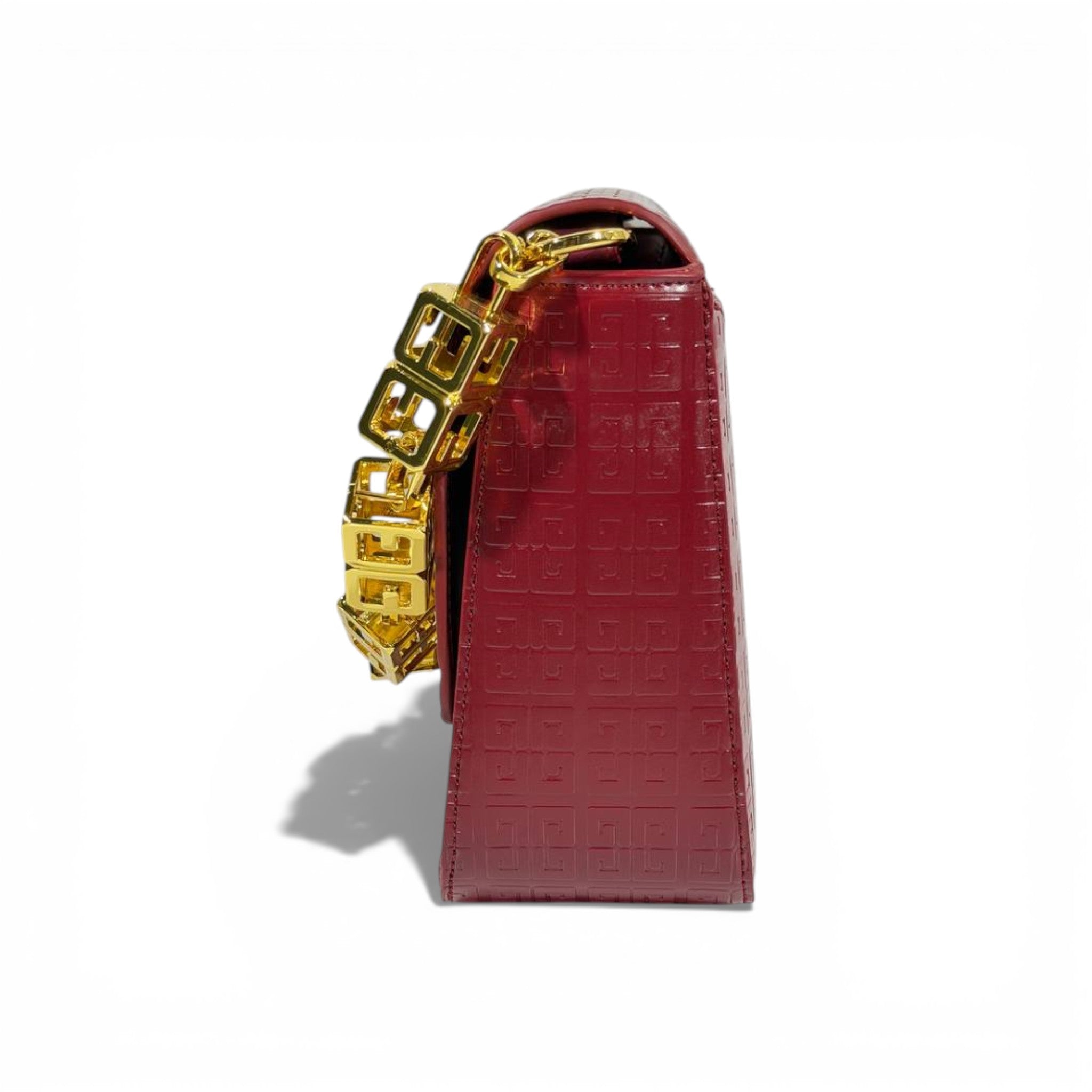 Givenchy Burgundy Embossed Shoulder Bag | Gold Chain Luxury Handbag ❤️✨