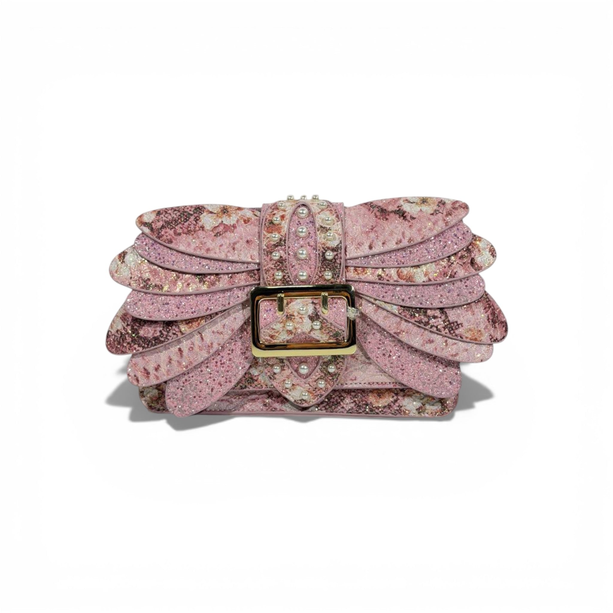 Pink Glitter Bow Clutch Bag | Pearl Detail Elegant Evening Handbag 🎀✨