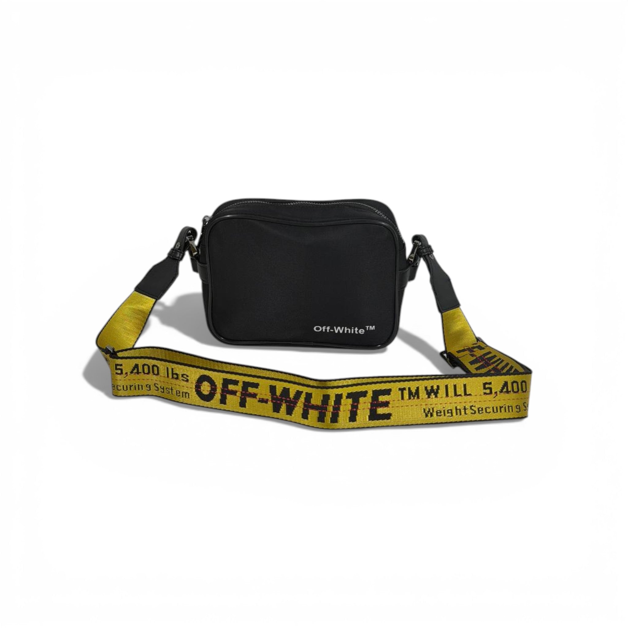 π€π₯ Off-White Black Crossbody Bag with Iconic Yellow Strap β Street Luxury Must-Have π₯π