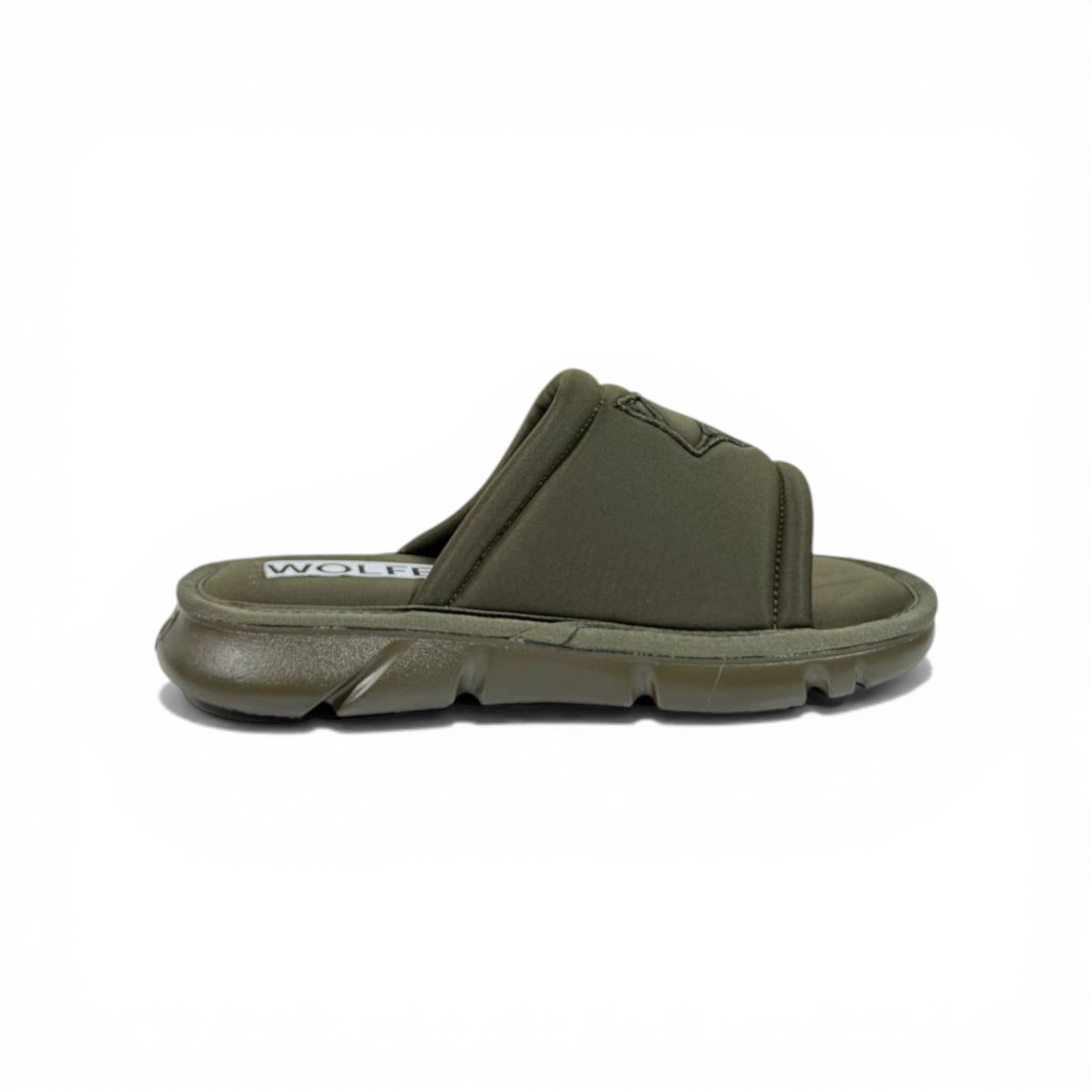 NAKED WOLFE Olive Green Chunky Slide – Bold Streetwear Comfort & Premium Design 👟🔥