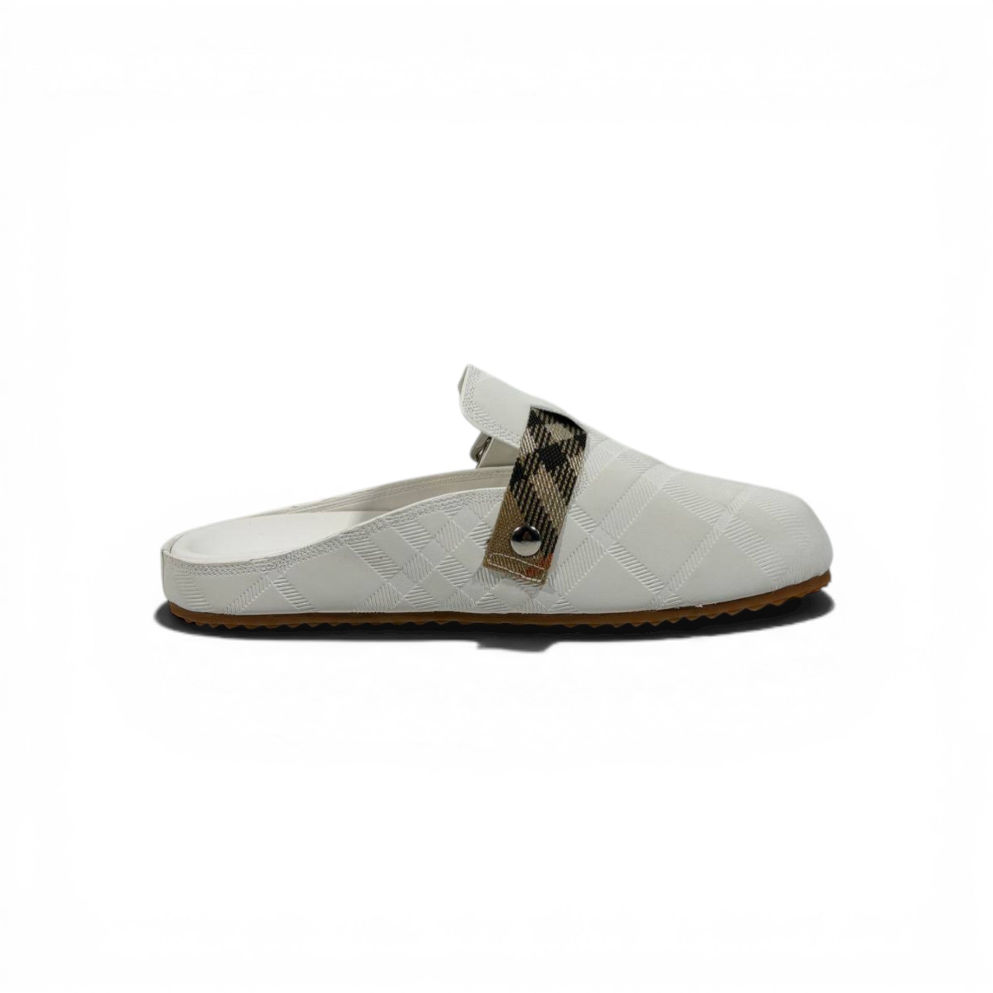 Burberry Check Pattern Slip-On Clogs with Buckle β Luxury Comfort Slides π€β¨