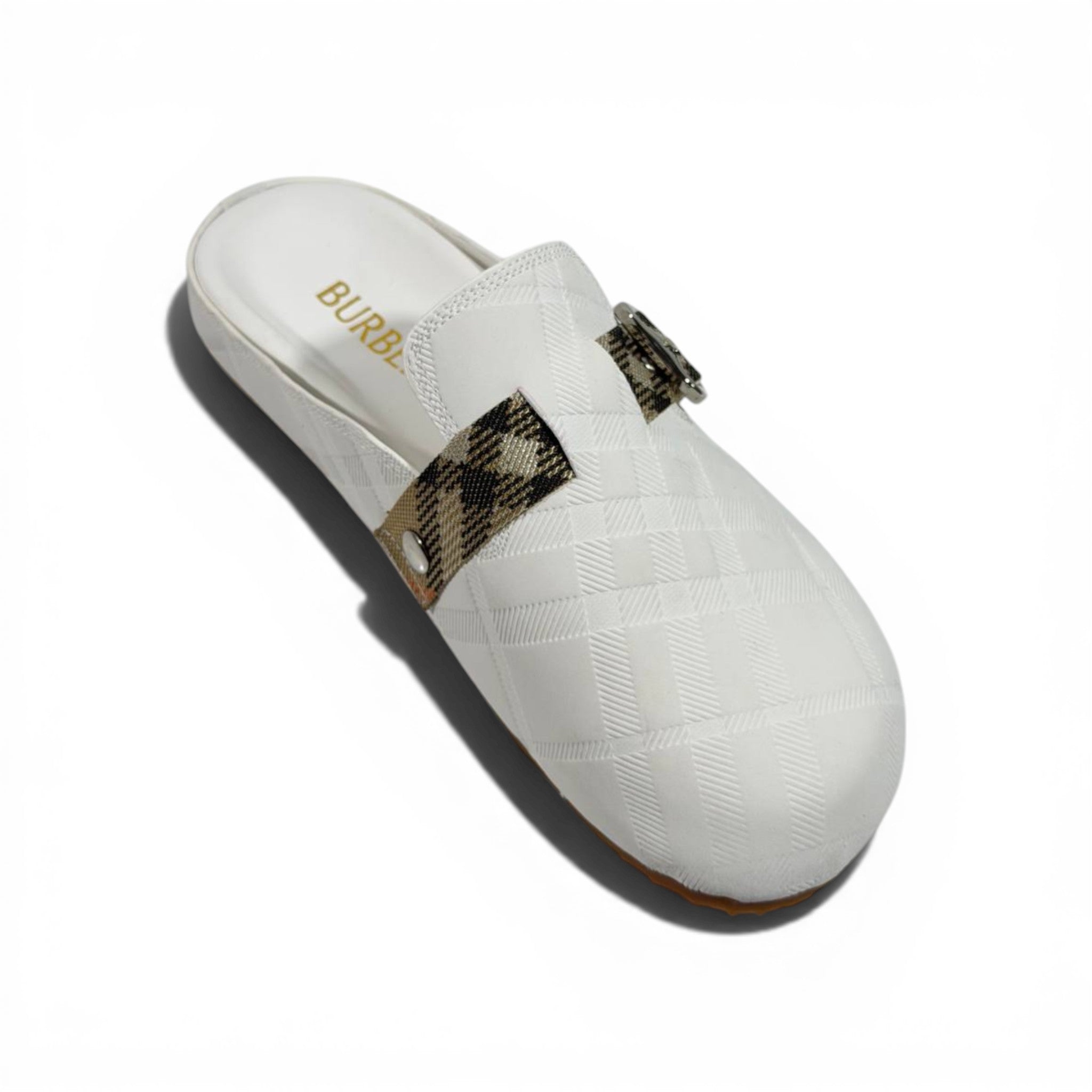 Burberry Check Pattern Slip-On Clogs with Buckle β Luxury Comfort Slides π€β¨