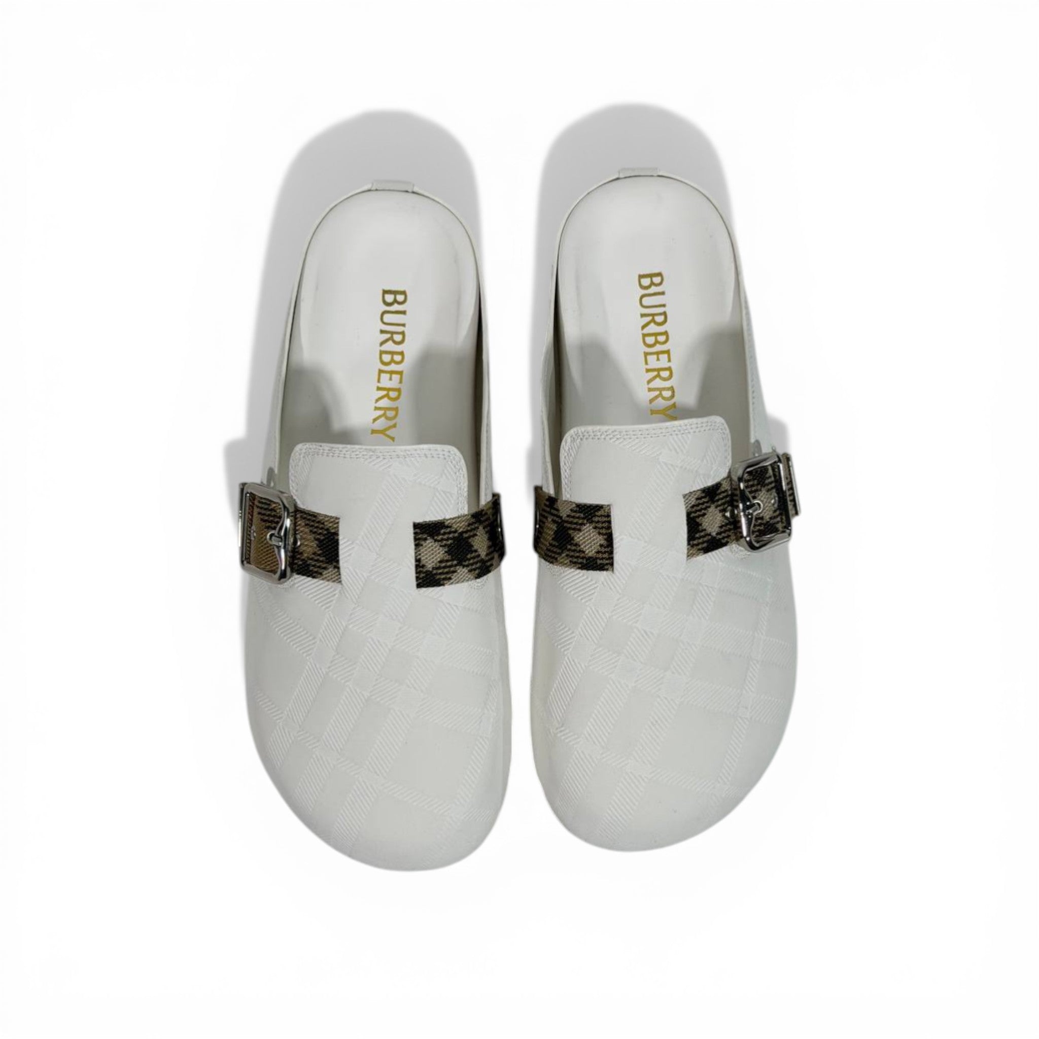 Burberry Check Pattern Slip-On Clogs with Buckle β Luxury Comfort Slides π€β¨