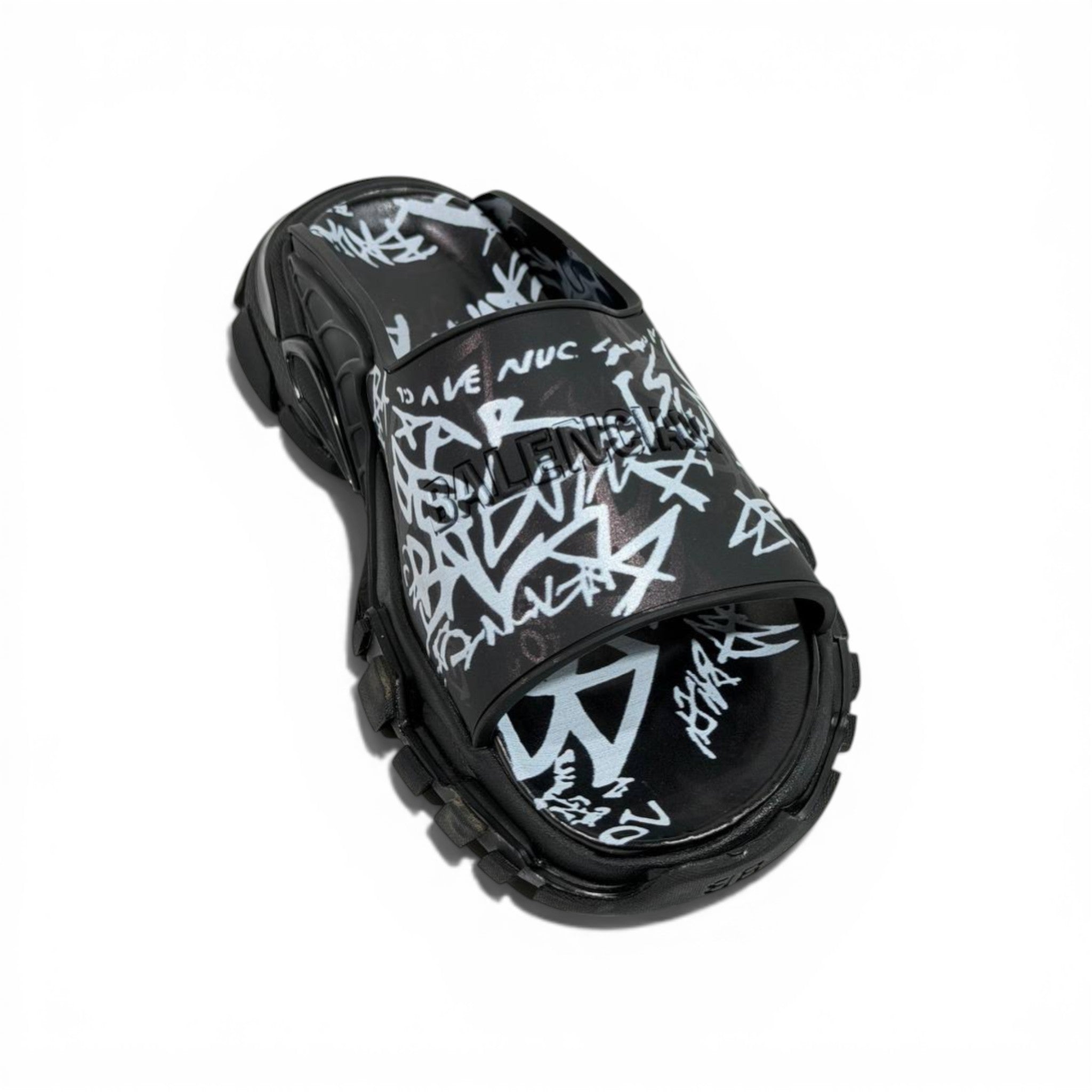 Balenciaga Black Graffiti Chunky Slides β Bold Streetwear Slippers β«π₯