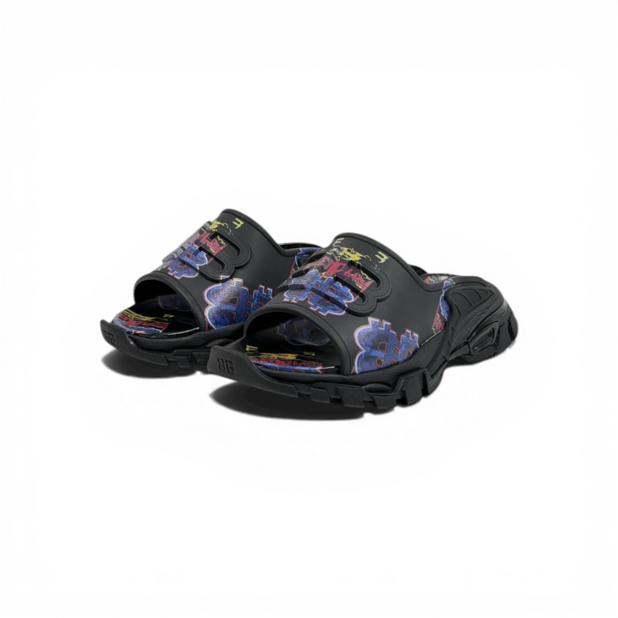 Balenciaga Neon Graffiti Chunky Slides β Streetwear Statement Slippers β«ππ₯