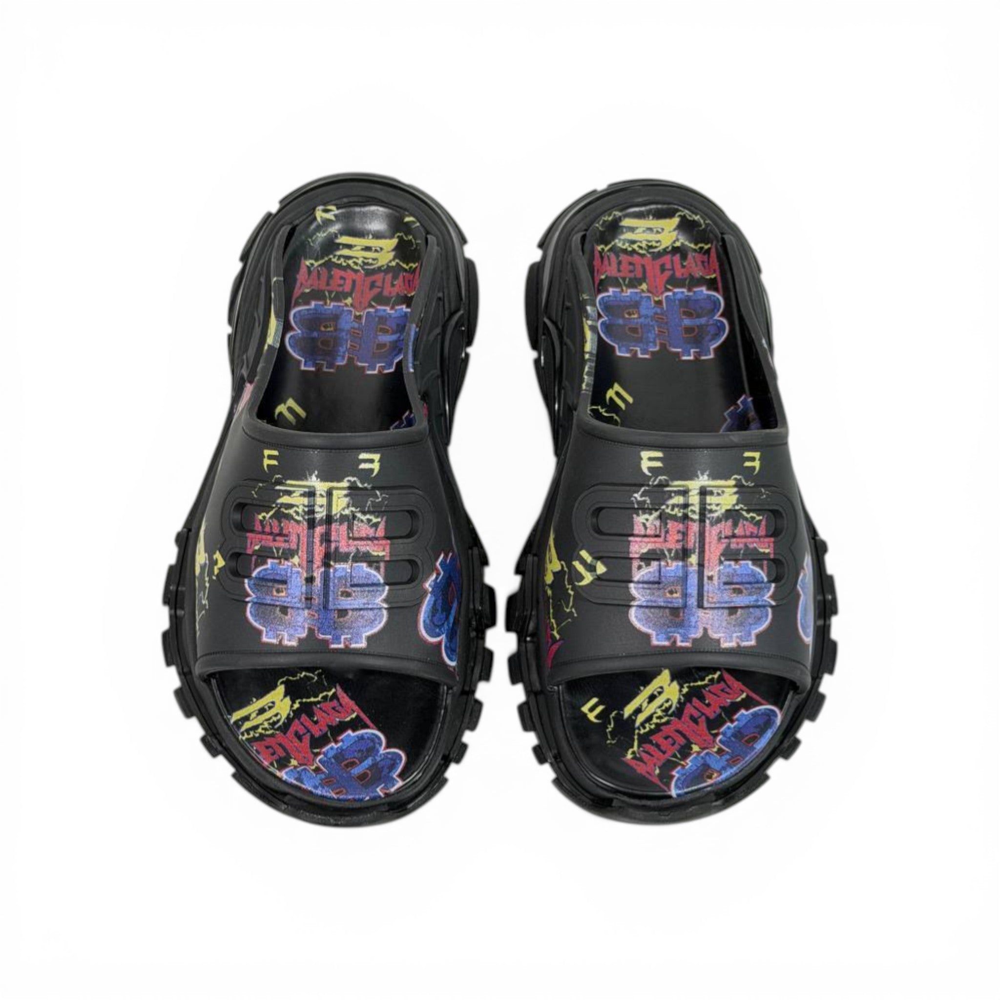 Balenciaga Neon Graffiti Chunky Slides β Streetwear Statement Slippers β«ππ₯