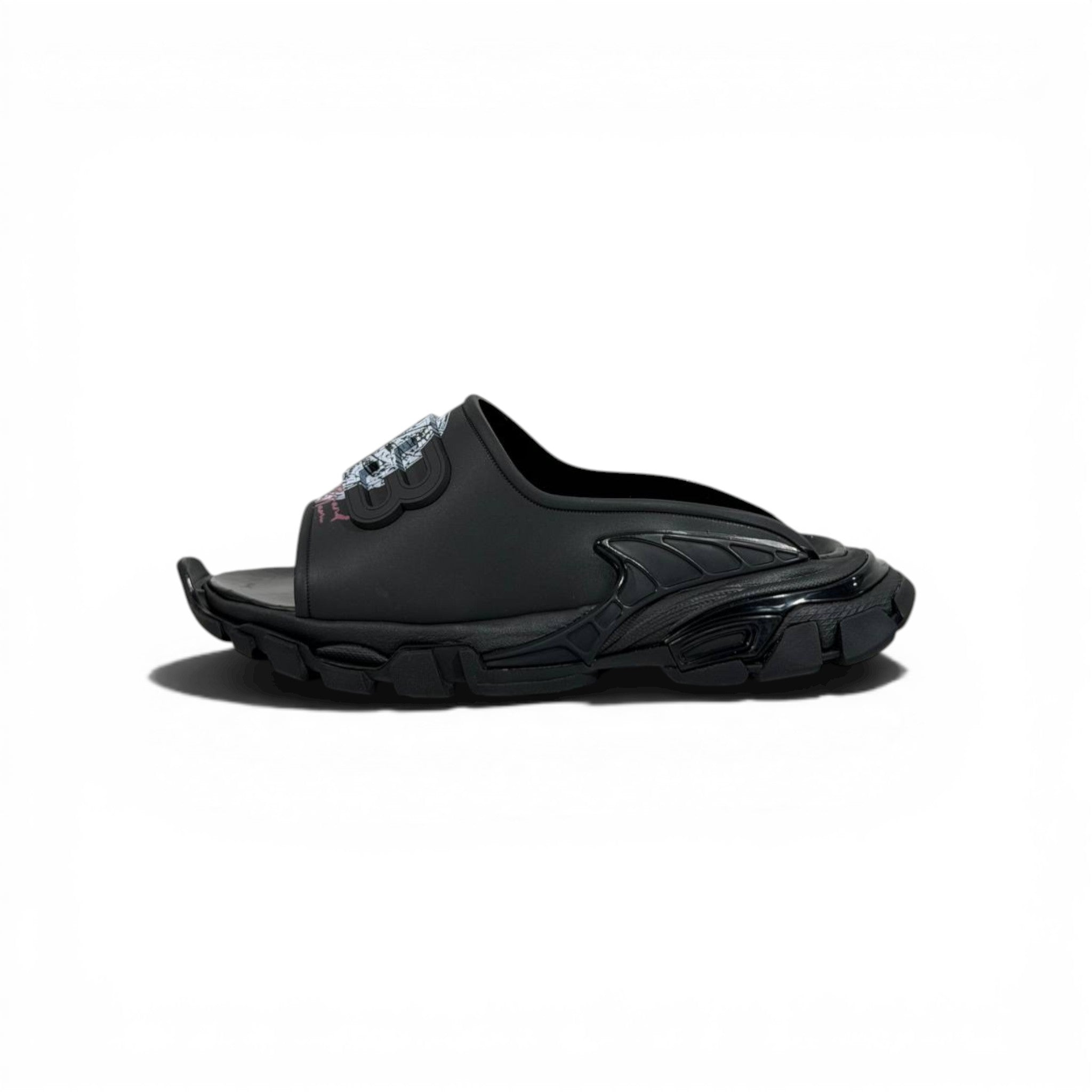 Balenciaga Black Minimal Chunky Slides – Luxury Streetwear Slippers ⚫✨