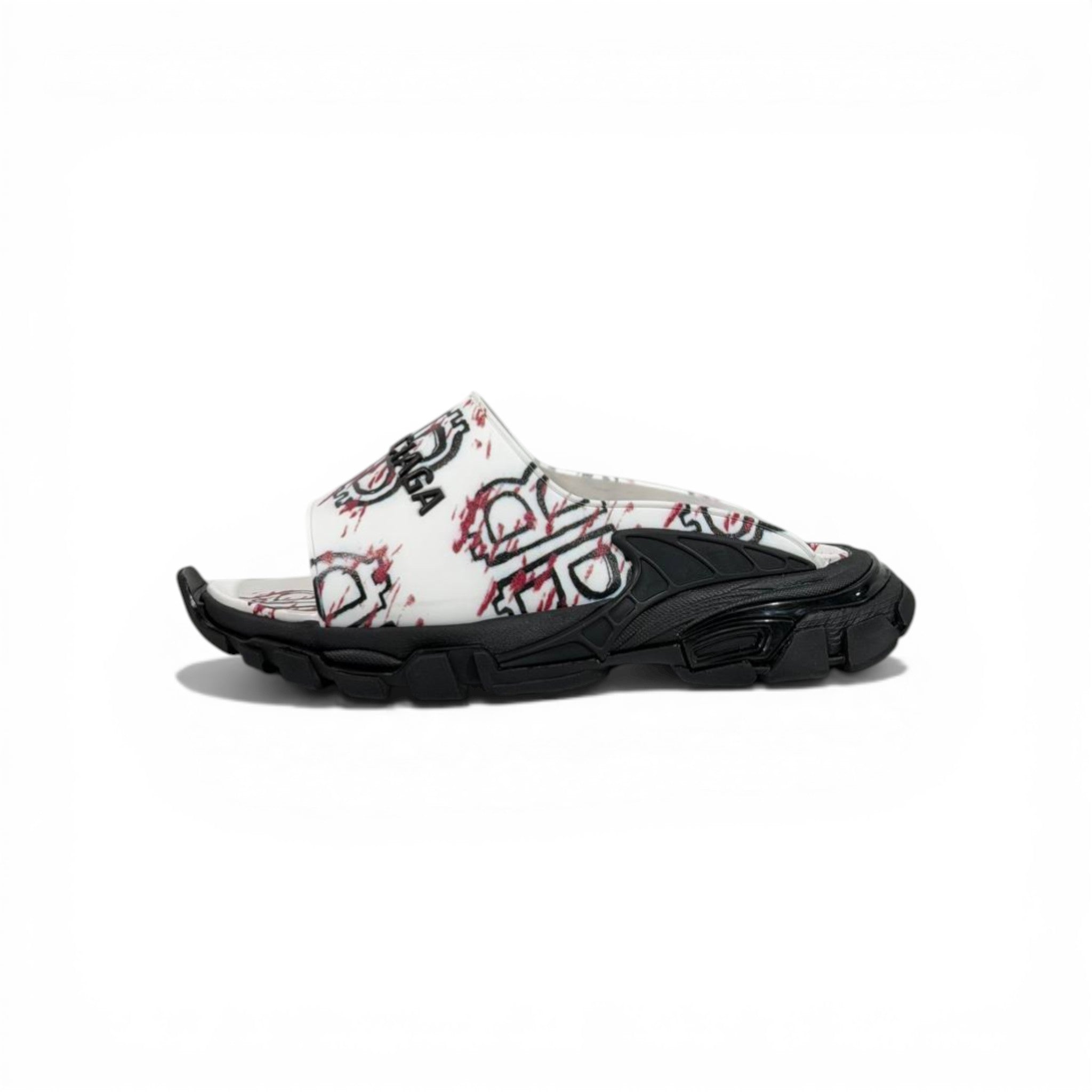 Balenciaga White Graffiti Chunky Slides β Bold Streetwear Slippers βͺπ₯