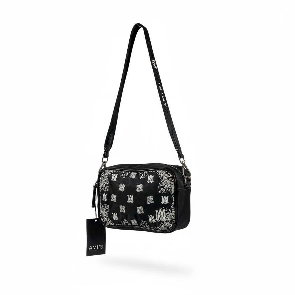 AMIRI Black Bandana Print Crossbody Bag π€π₯ Luxury Street Shoulder Bag πβ‘