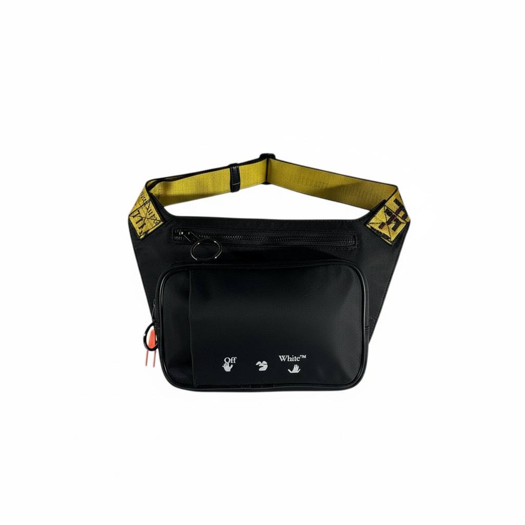 OFF-WHITE Black Waist Bag 🖤🔥 Street Style Crossbody Belt Bag ⚡💣