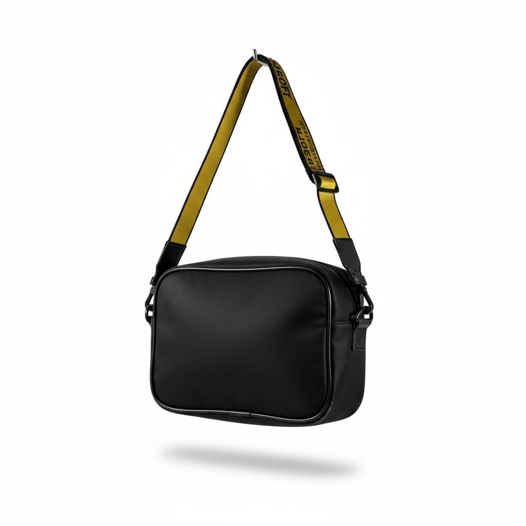 Off-White Diagonal Stripe Crossbody Bag — Black
