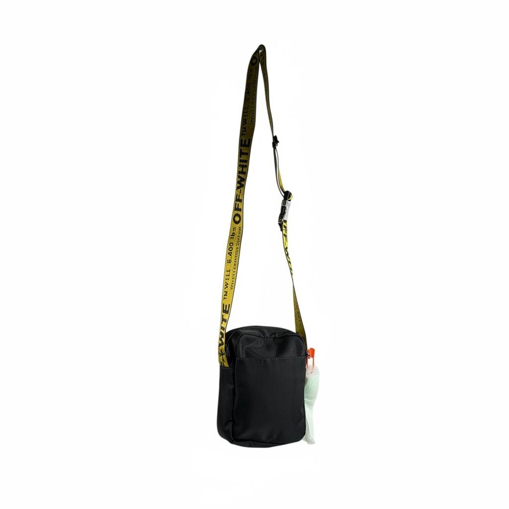 Off-White Black Mini Crossbody Bag π€β‘ Yellow Industrial Strap π₯π
