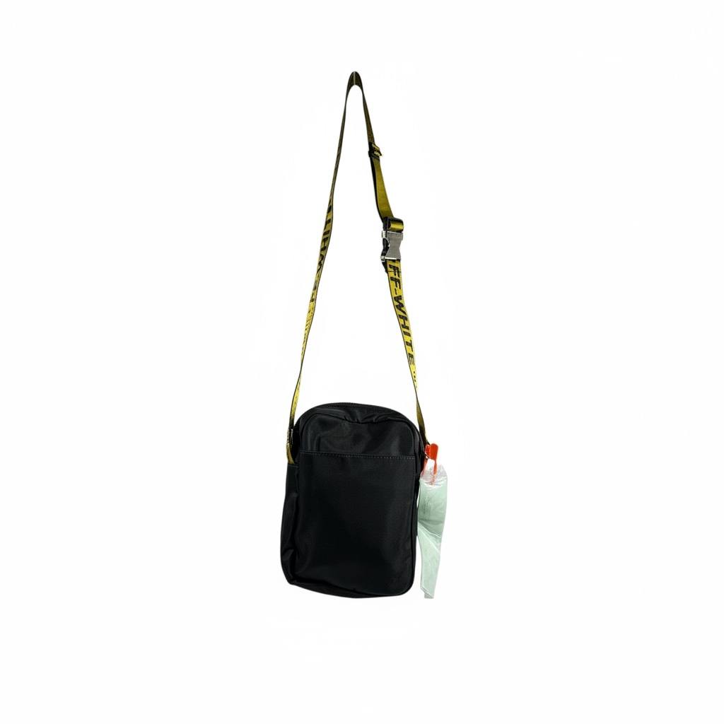 Off-White Black Mini Crossbody Bag π€β‘ Yellow Industrial Strap π₯π