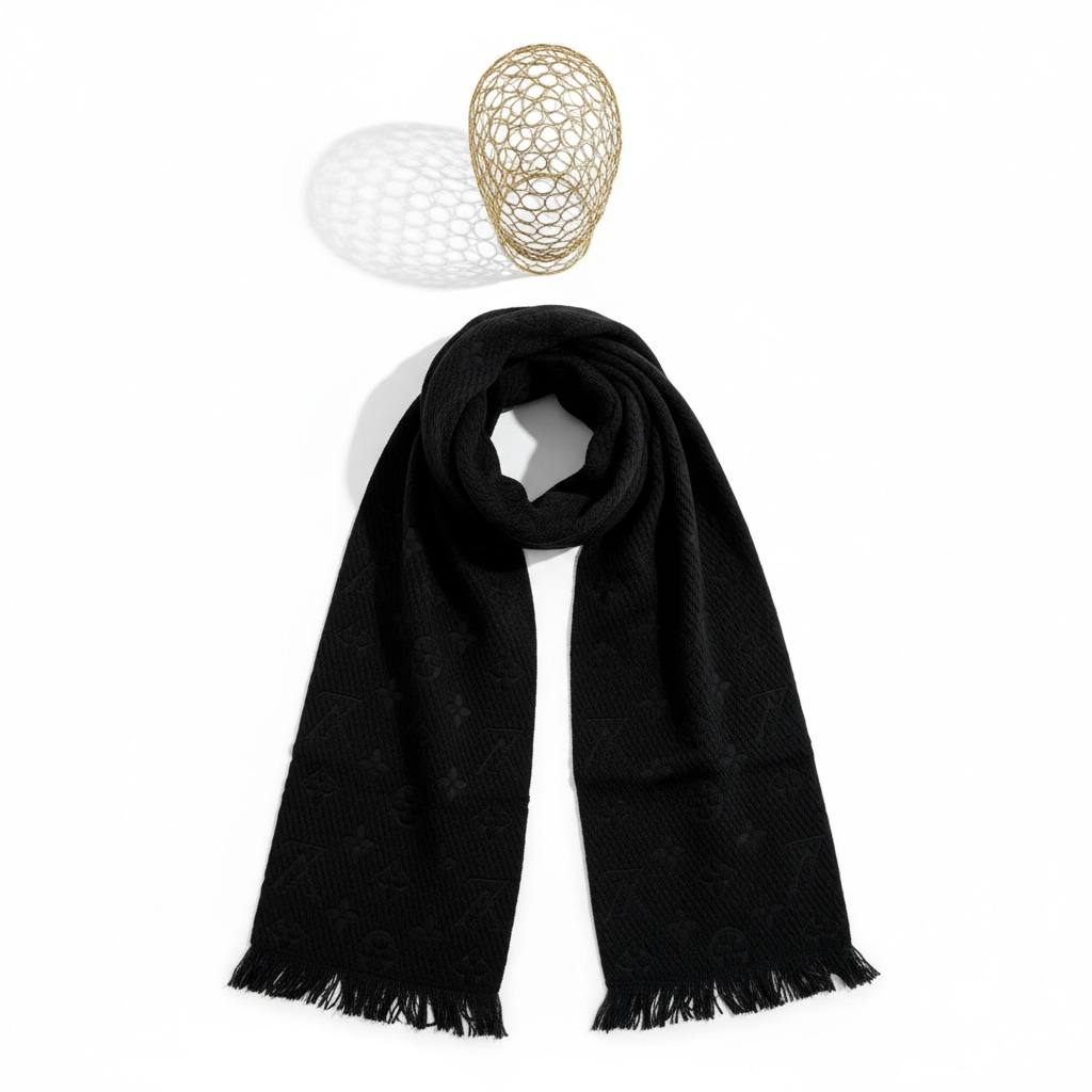Louis Vuitton Black Monogram Scarf 🖤✨ Timeless Luxury Winter Essential ❄️🔥
