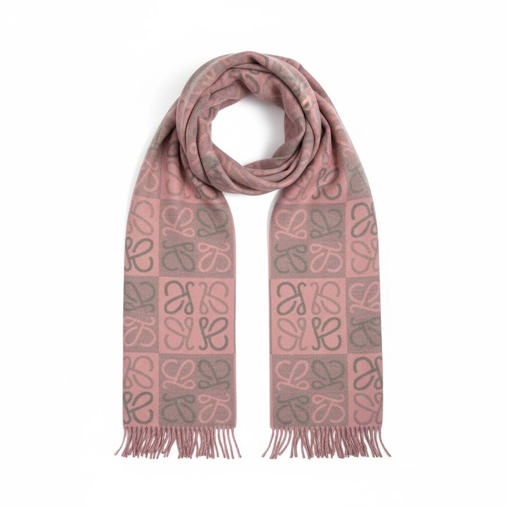 💖 LOEWE Anagram Luxury Scarf – Soft Pink Iconic Pattern 🧣✨