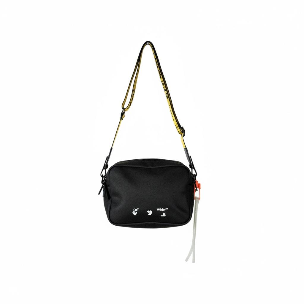 Off-White Black Crossbody Bag with Signature Strap π€β¨