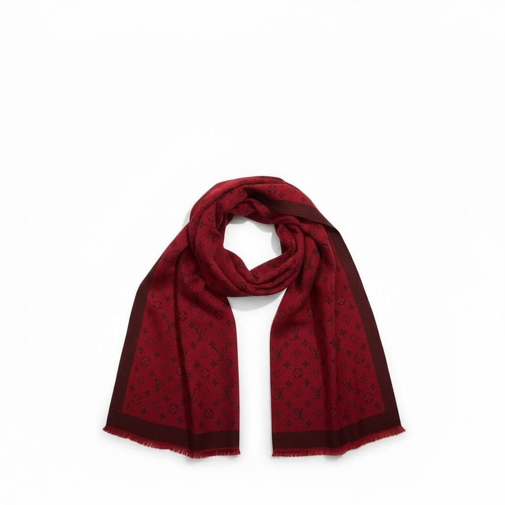 ❤️✨ Louis Vuitton Monogram Wool Scarf Red 🔥