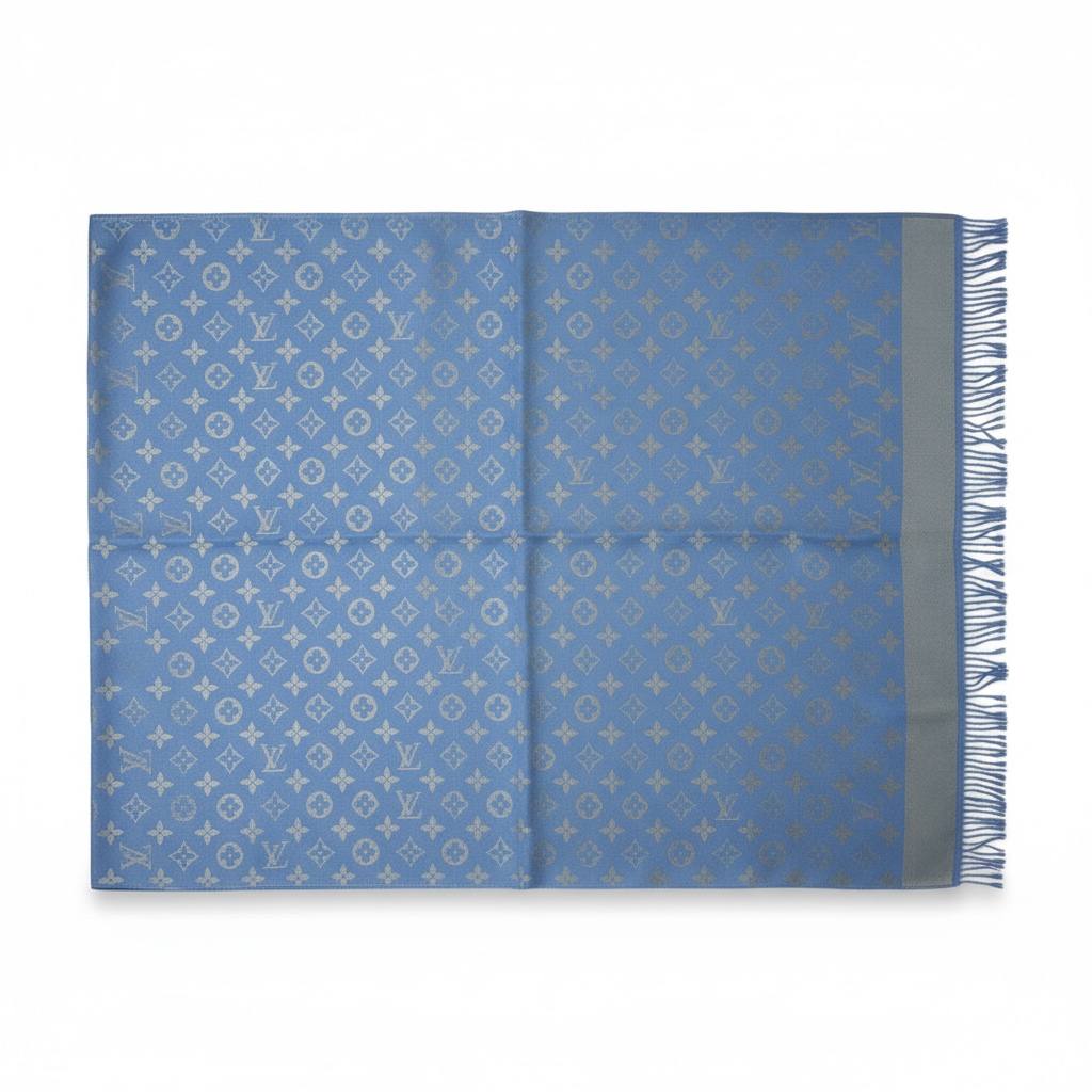 πβ¨ Louis Vuitton Monogram Wool Scarf Light Blue βοΈ
