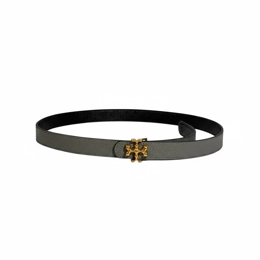 🤍✨ Tory Burch Logo Leather Belt Grey 110cm 💛