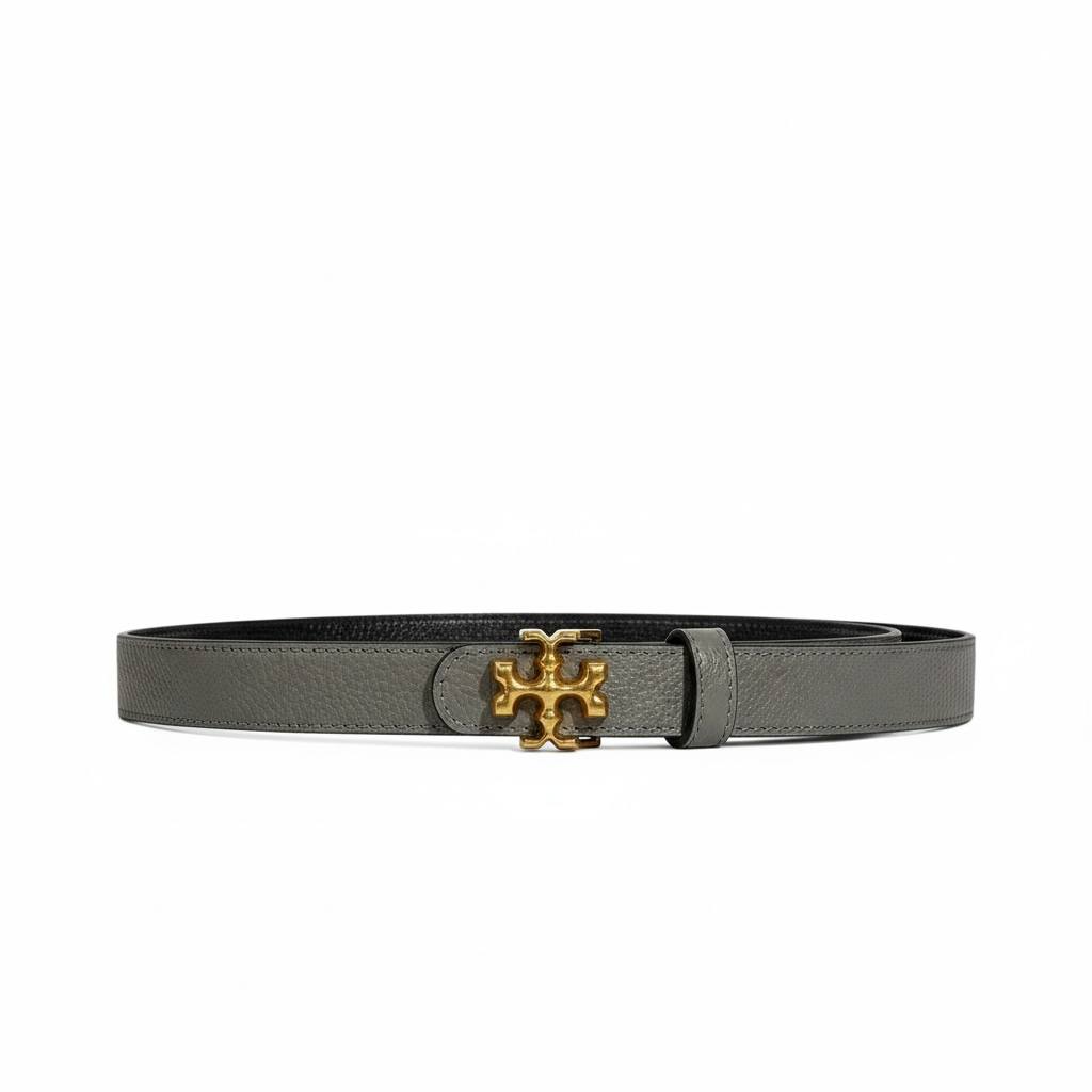 🤍✨ Tory Burch Logo Leather Belt Grey 110cm 💛