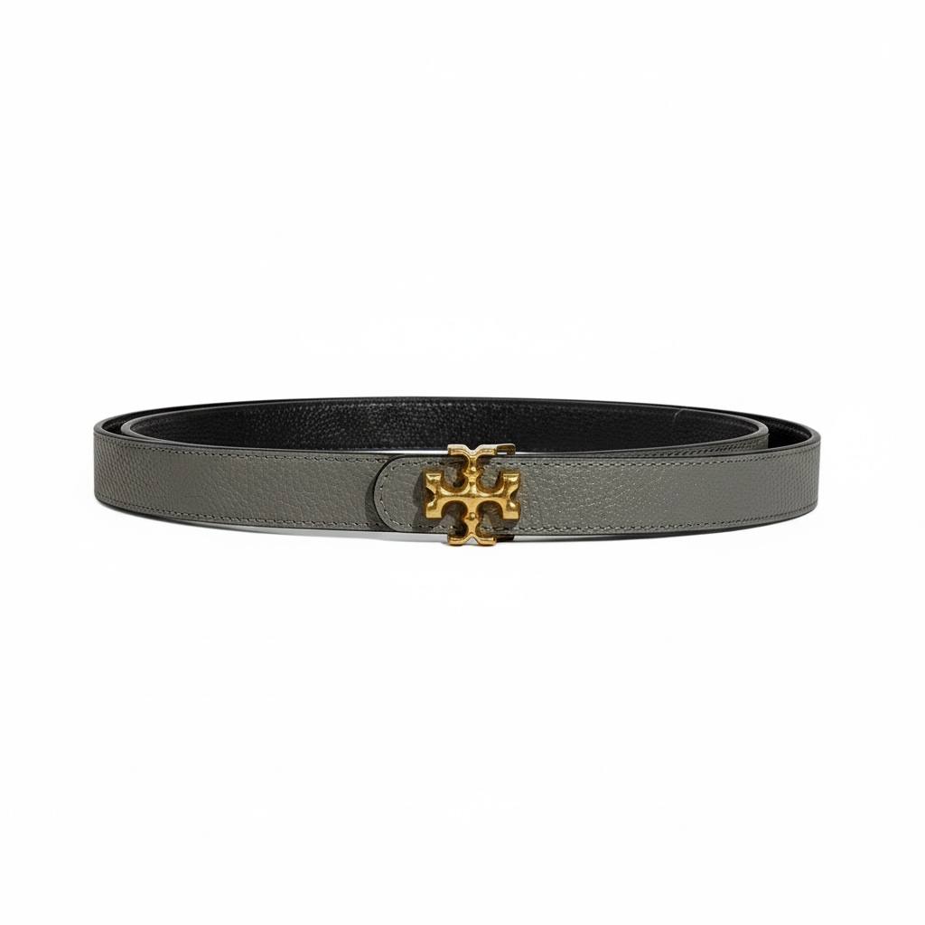 🤍✨ Tory Burch Logo Leather Belt Grey 110cm 💛