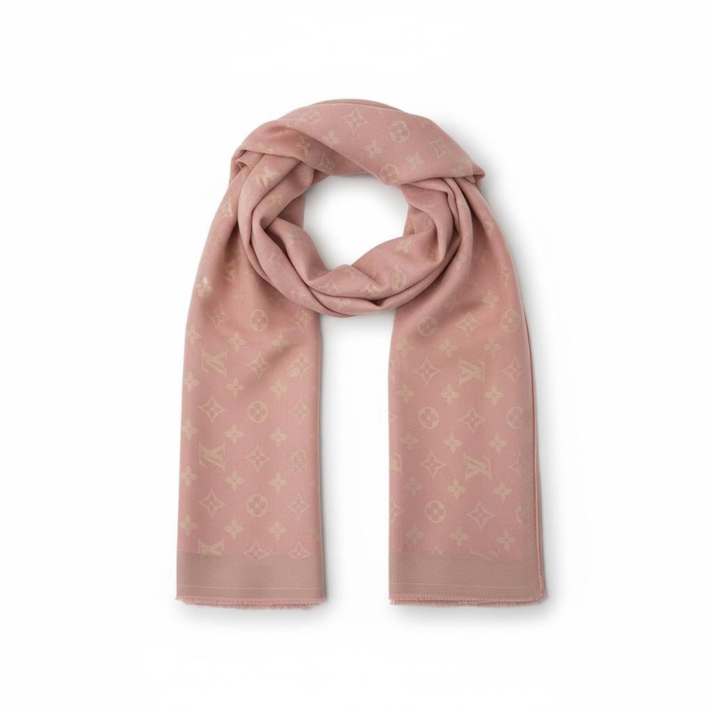 🌸👑 Louis Vuitton Monogram Soft Blush Pink Scarf 🧣✨💖