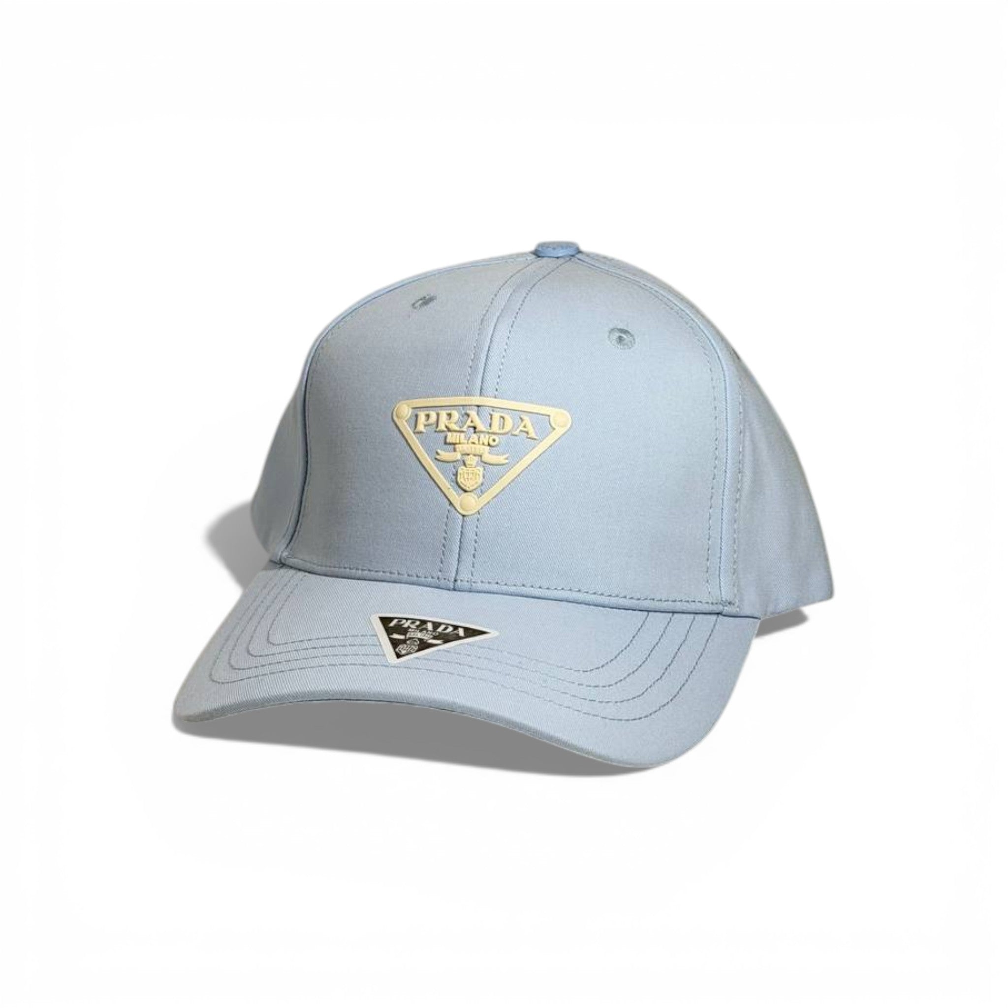 π Prada Light Blue Cap with Iconic Triangle Logo π§’β¨
