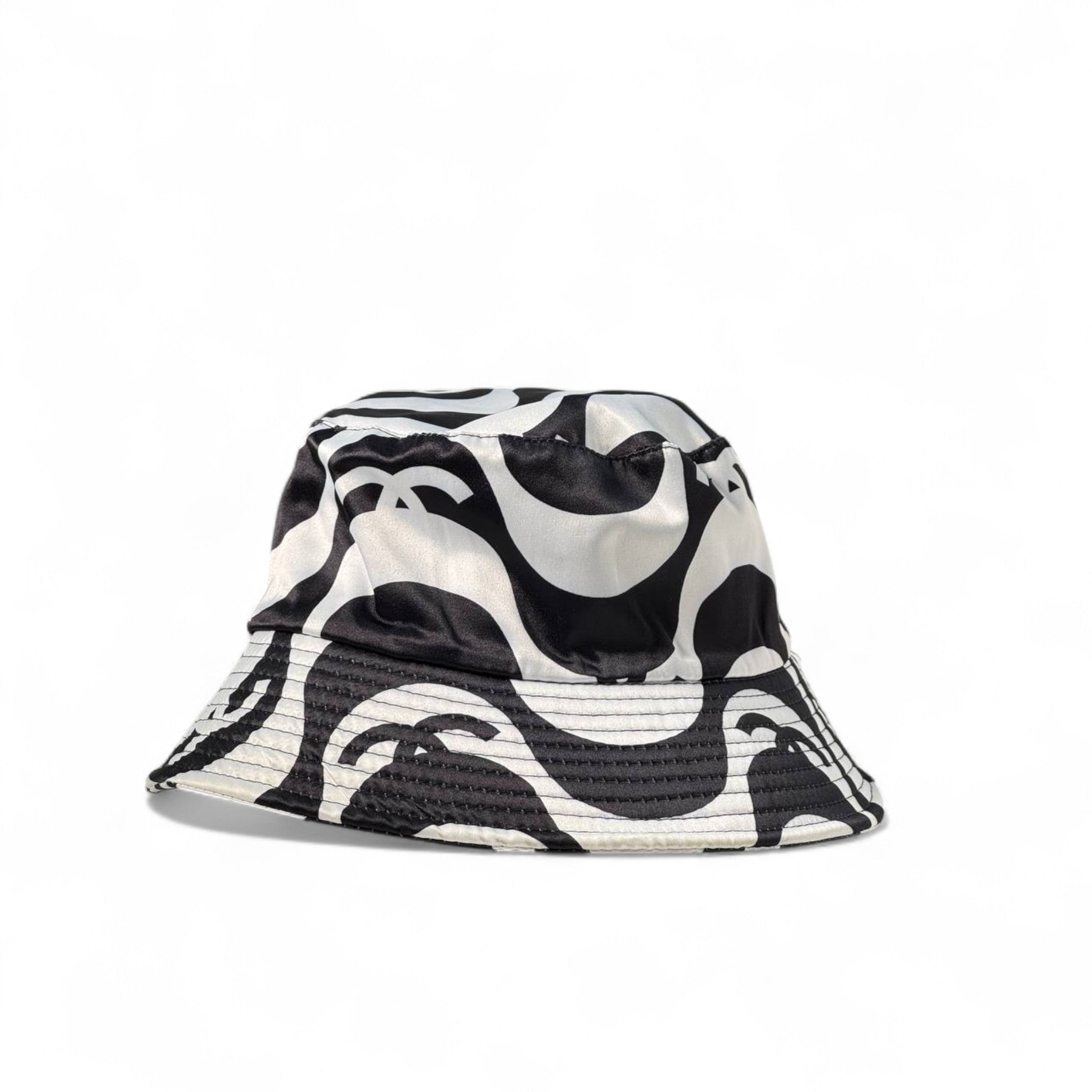 Chanel Black & White Silk Bucket Hat β Iconic Monogram Swirl Edition