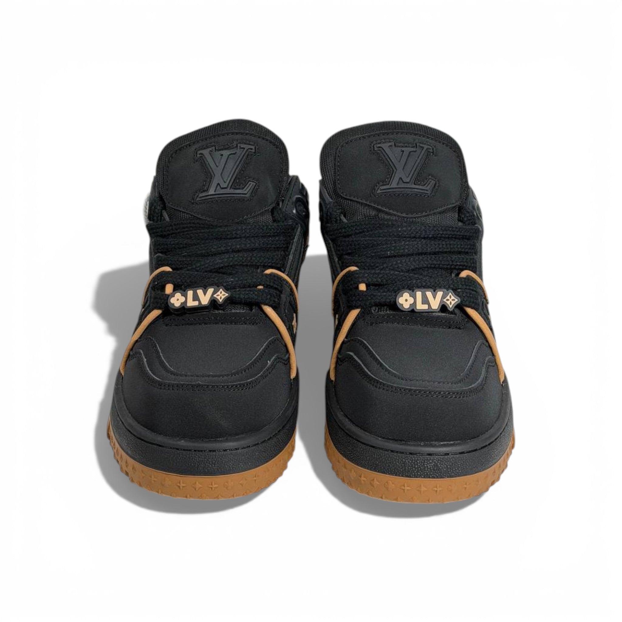 🖤 Louis Vuitton Luxury Low-Top Sneakers – Black with Camel Sole 👟✨