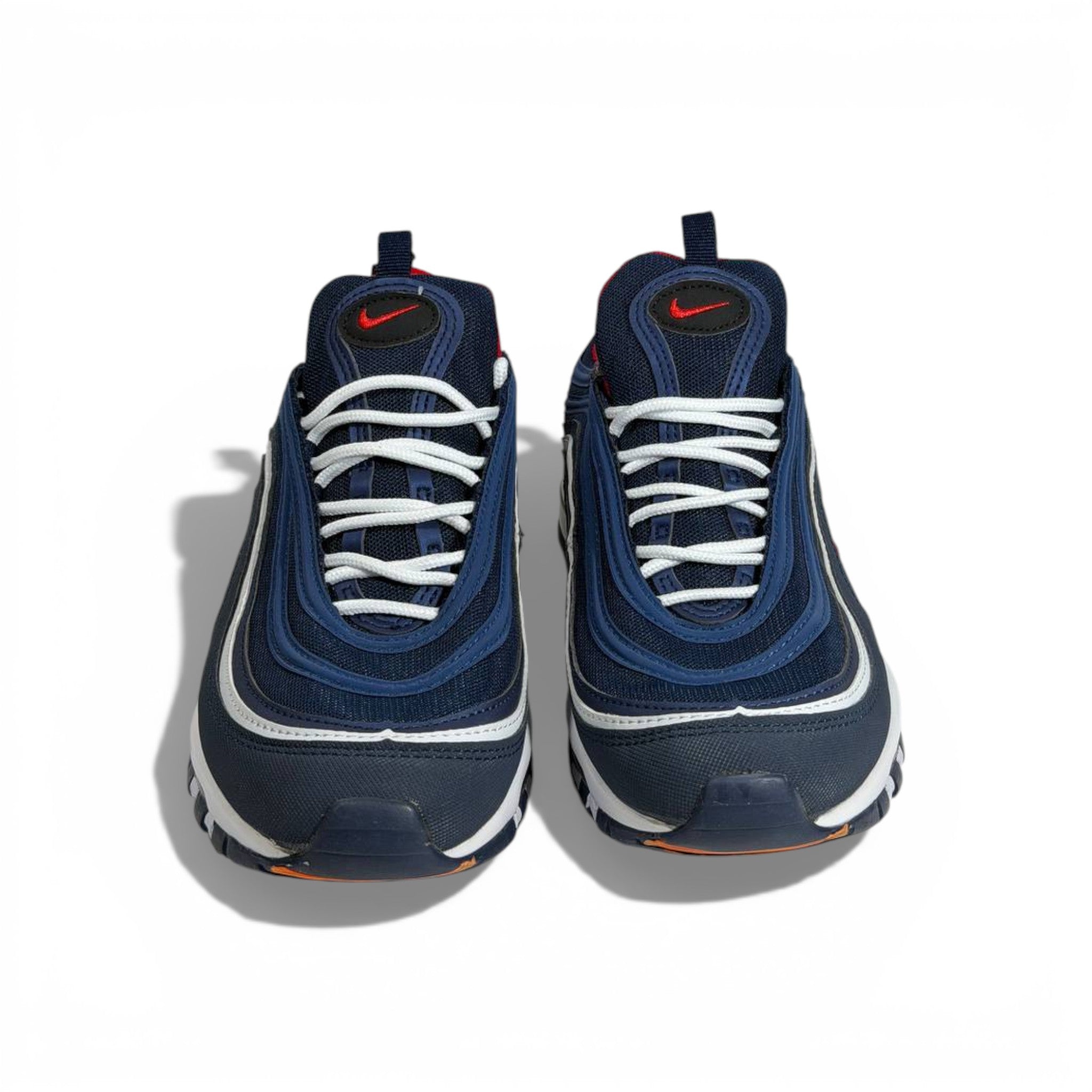 🔥👟 Nike Air Max 97 Sneakers – Navy Blue with Red & White Details 💙❤️