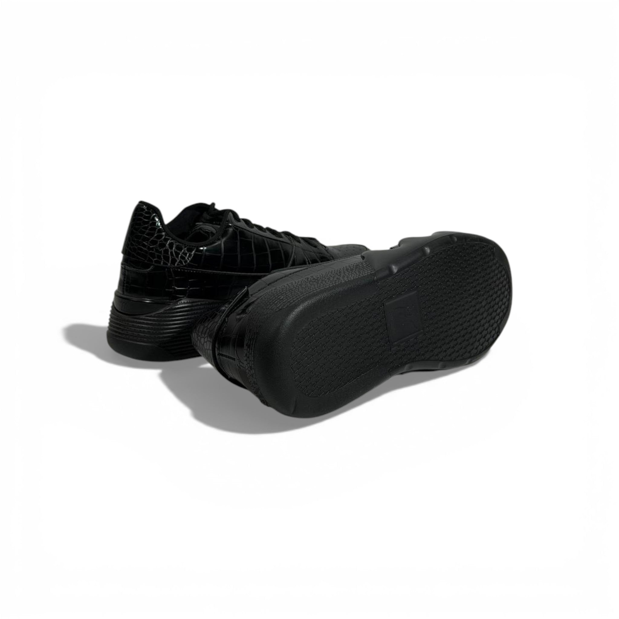 🖤✨ Giuseppe Zanotti Luxury Sneakers – All-Black Croc-Embossed
