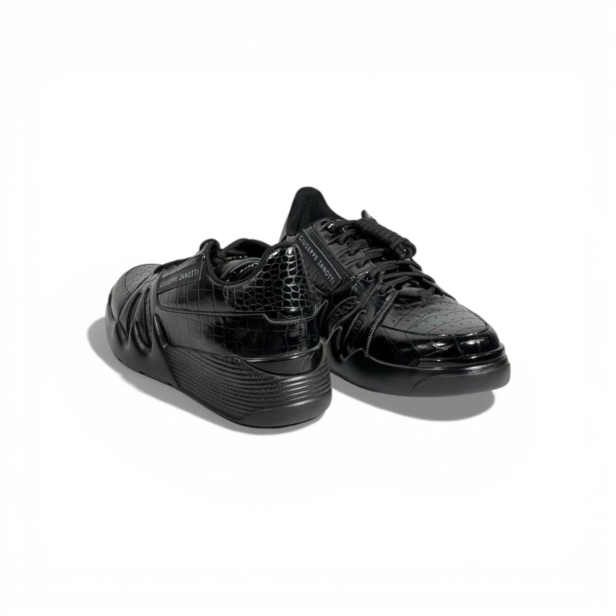🖤✨ Giuseppe Zanotti Luxury Sneakers – All-Black Croc-Embossed