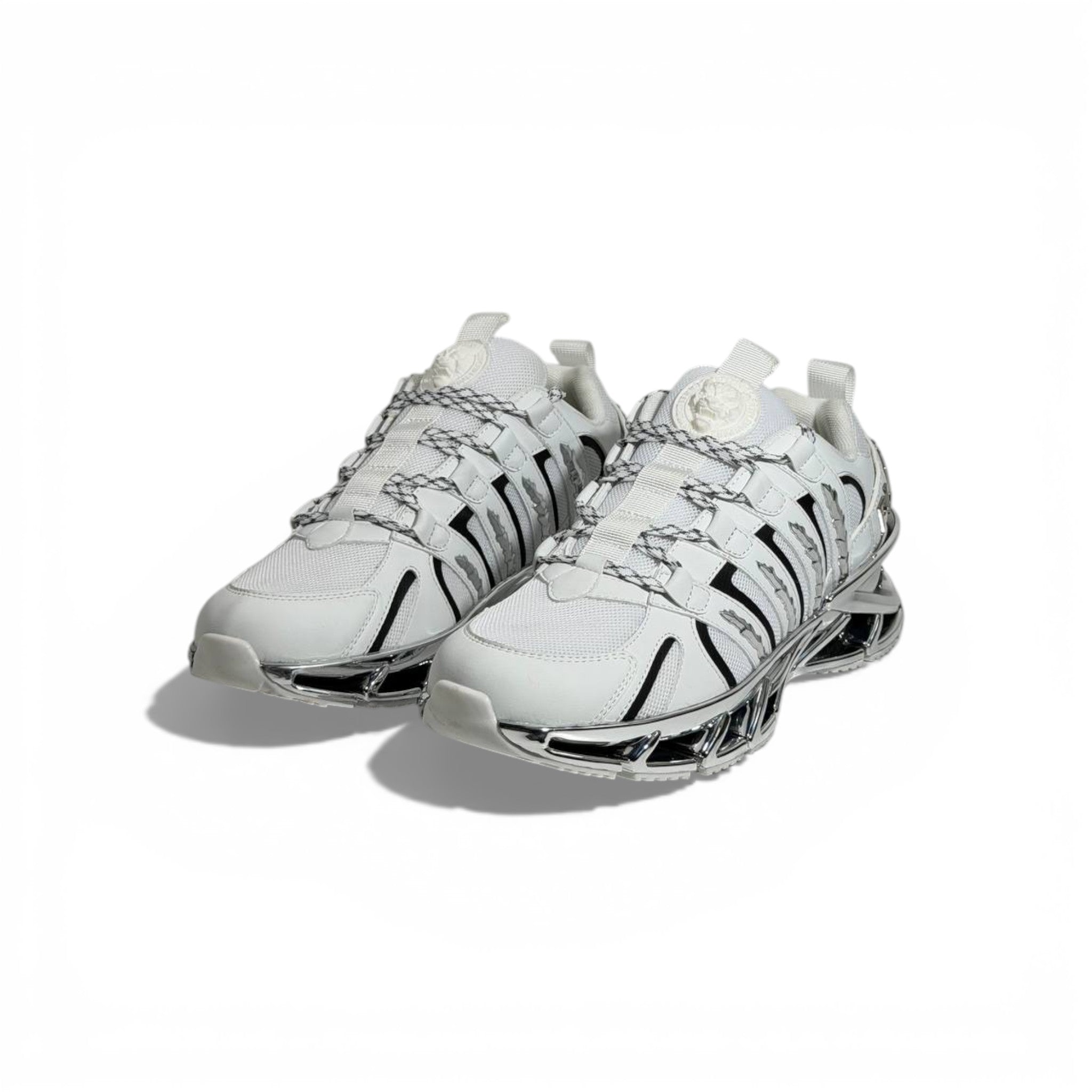 ⚡🤍 Philipp Plein White Chrome Blade Sneakers – Futuristic Luxury Icon 👟✨