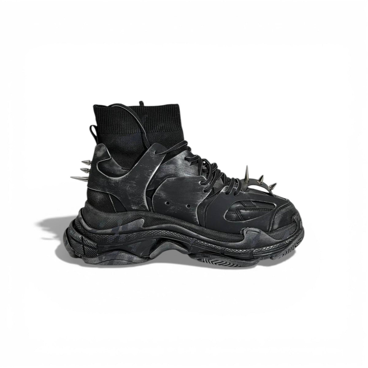 🖤🔥 Balenciaga Track High-Top Black Sneakers – Spike Edition 👟⚡