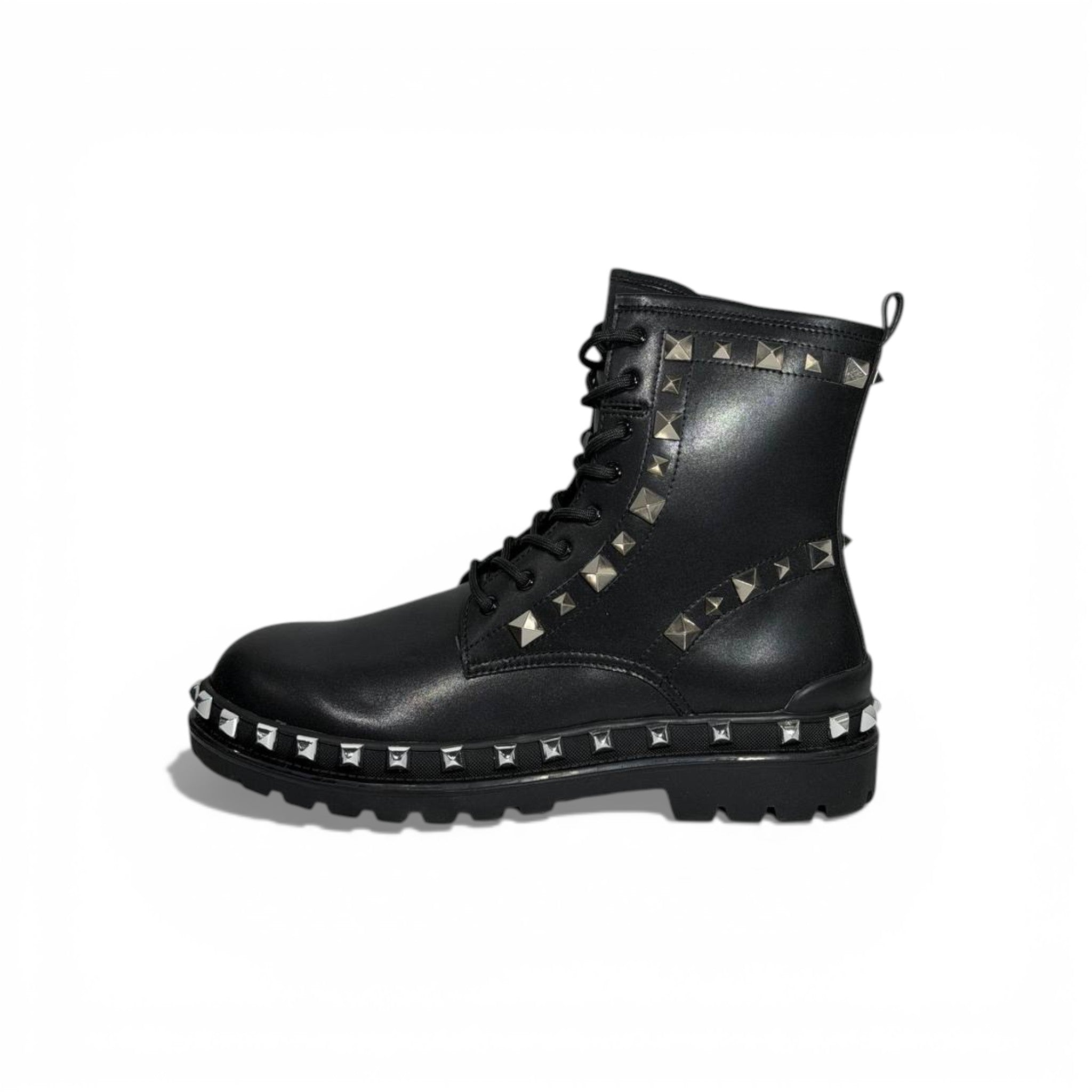 Balenciaga Studded Combat Boots β Black Leather Statement Design