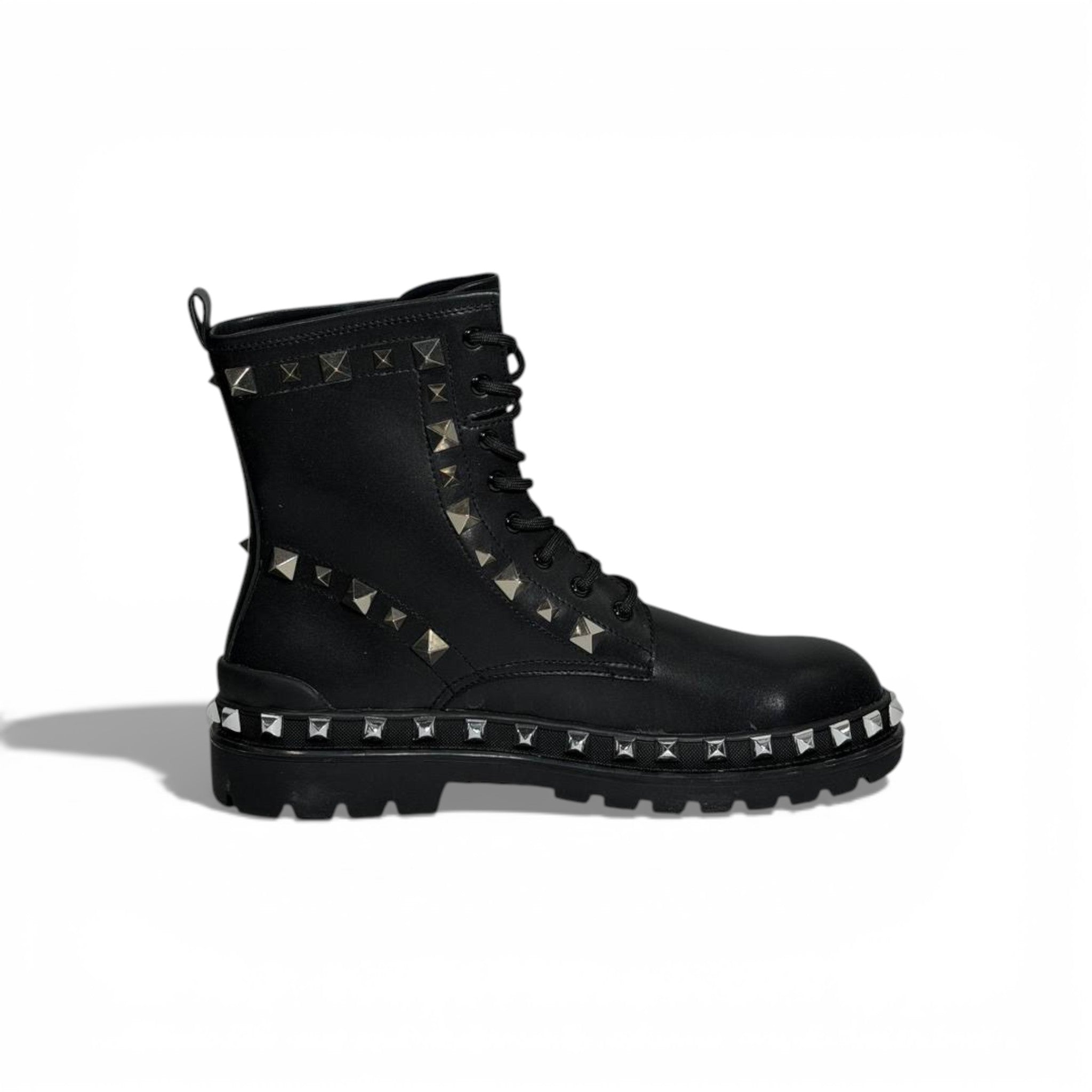 Balenciaga Studded Combat Boots β Black Leather Statement Design