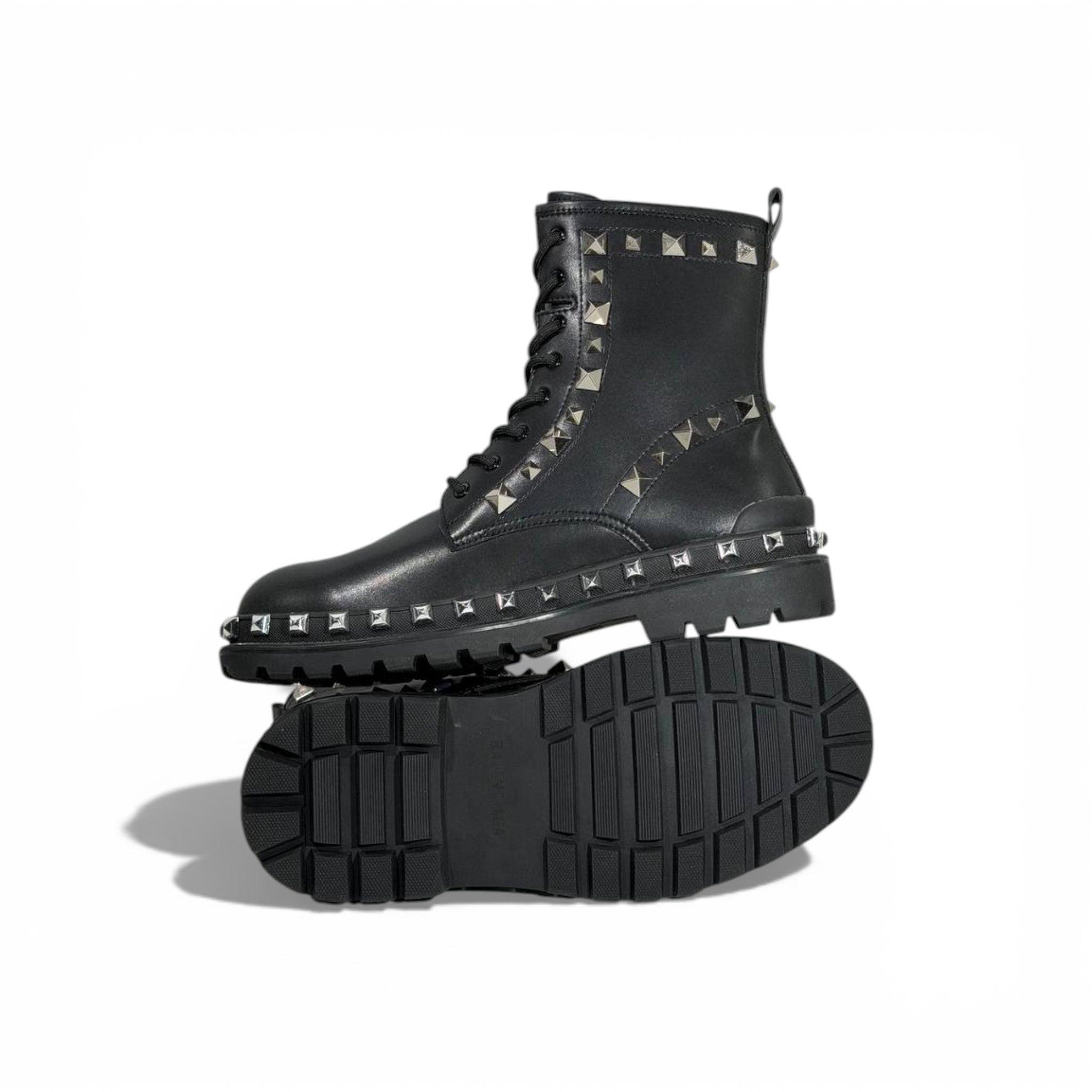 Balenciaga Studded Combat Boots β Black Leather Statement Design